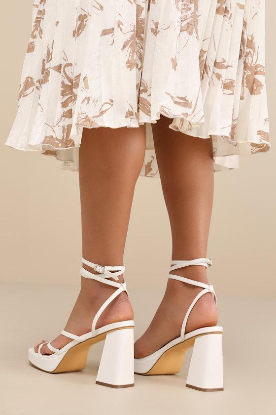 Antonnia White Strappy High Heel Ankle Wrap Sandals Product Image