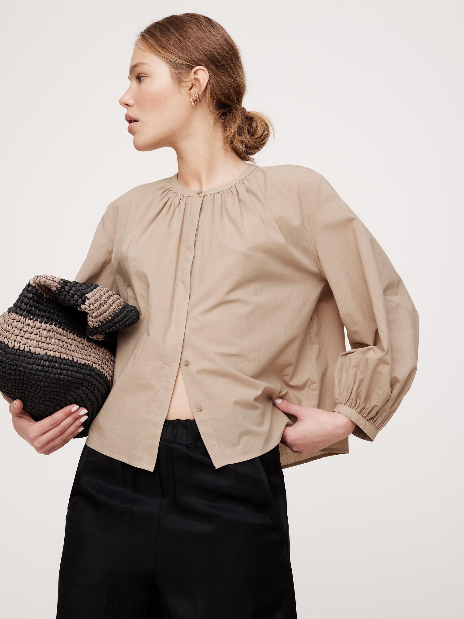 Cotton Voile Shirred Blouse Product Image