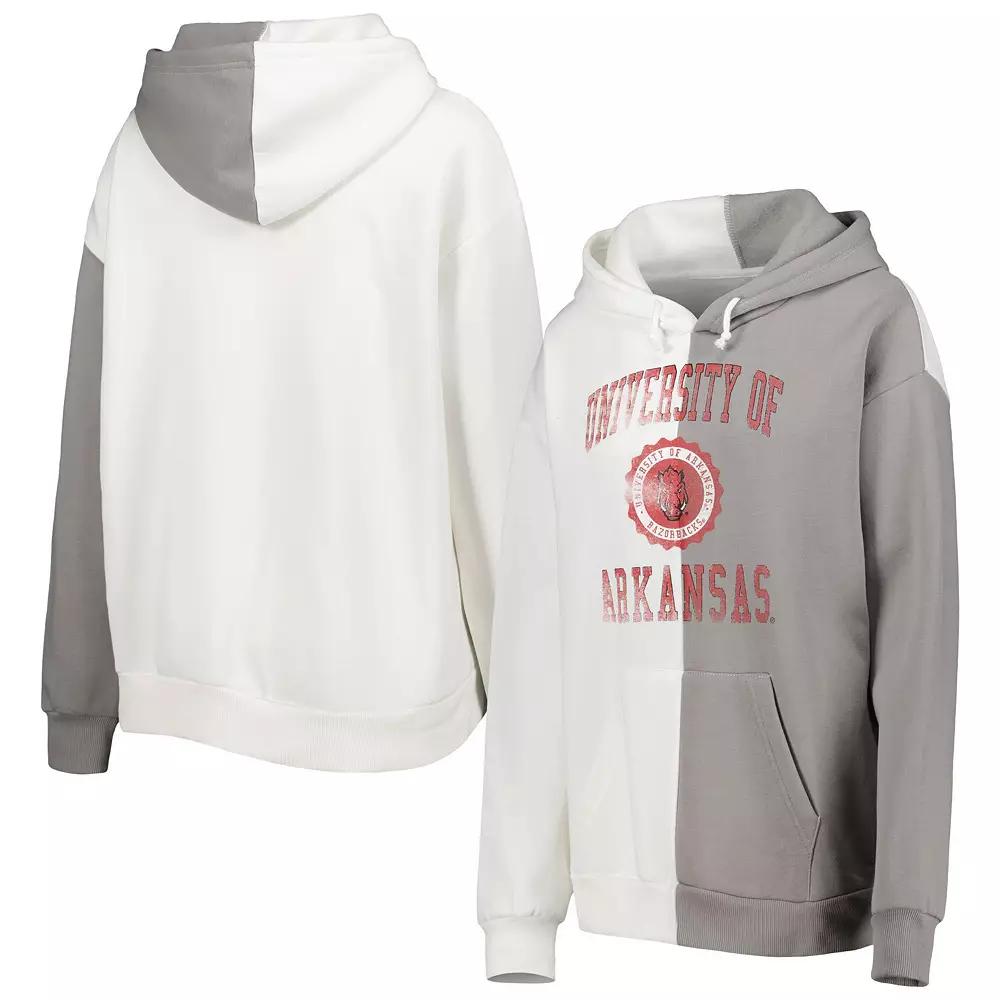 Women's Gameday Couture Gray/White Arkansas Razorbacks Split Pullover Hoodie, Size: Small Product Image