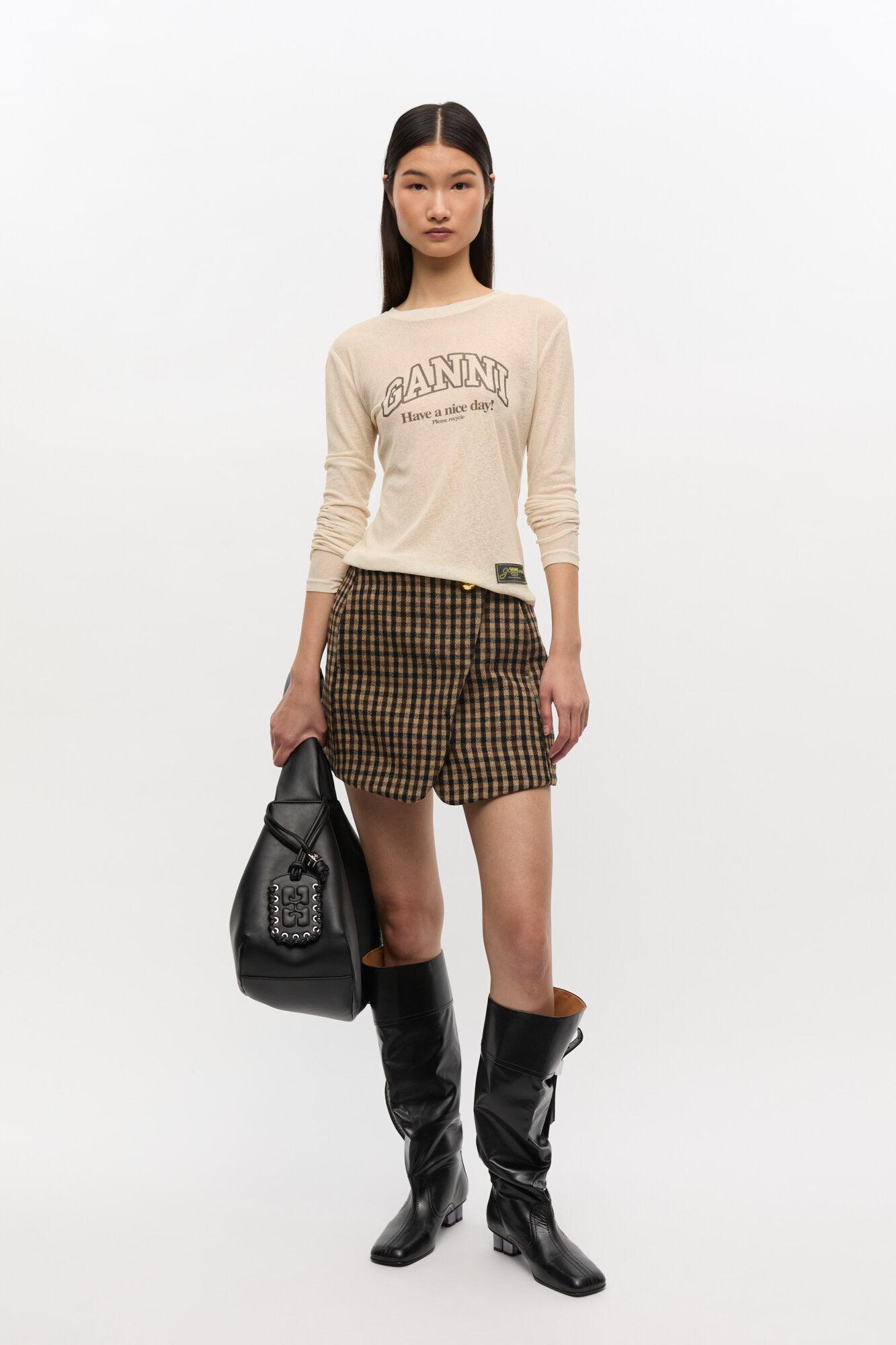 Printed Marl Mesh Long Sleeve Top Product Image