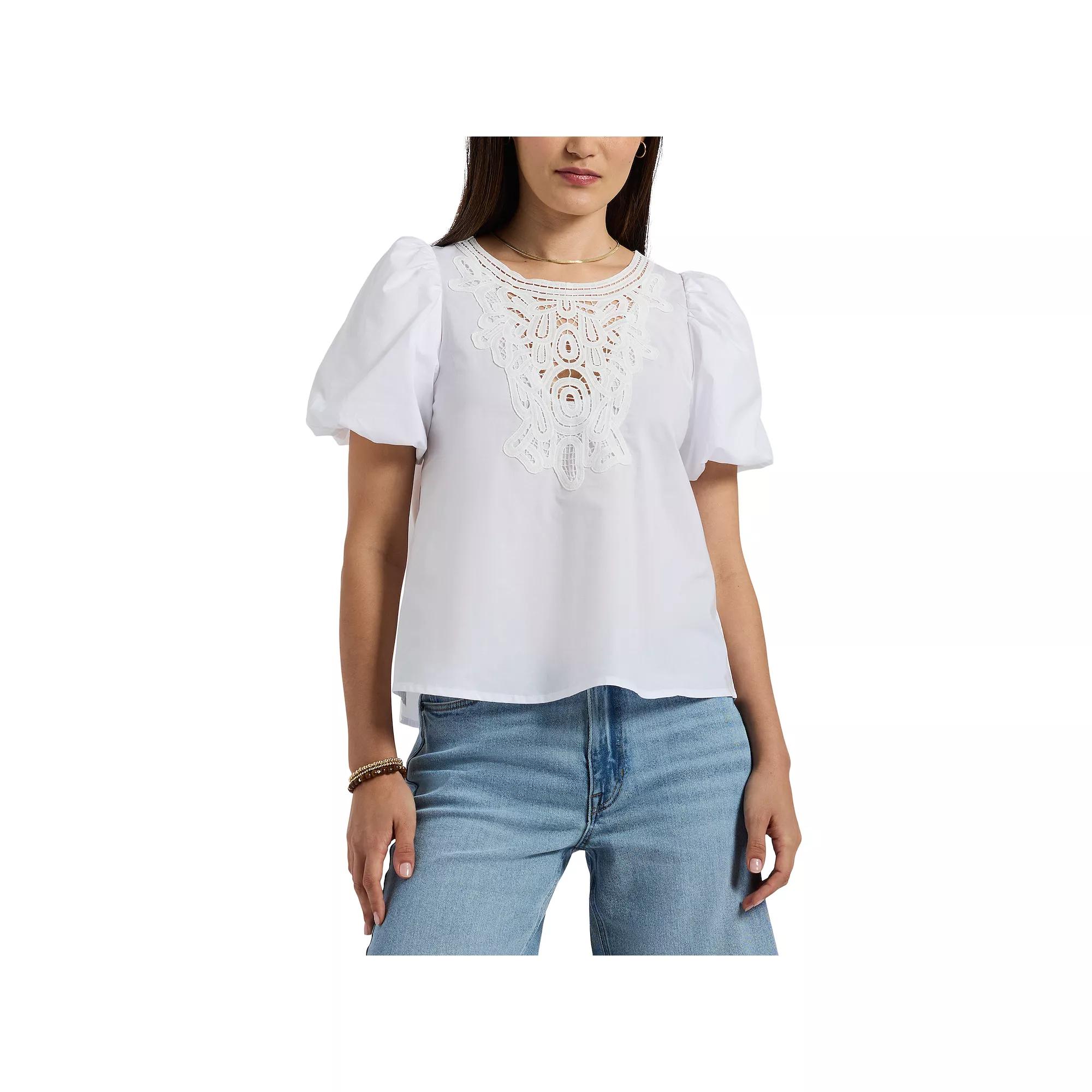 Women's Buffalo Jeans Sabina Lace Balloon Sleeve Blouse,  Product Image