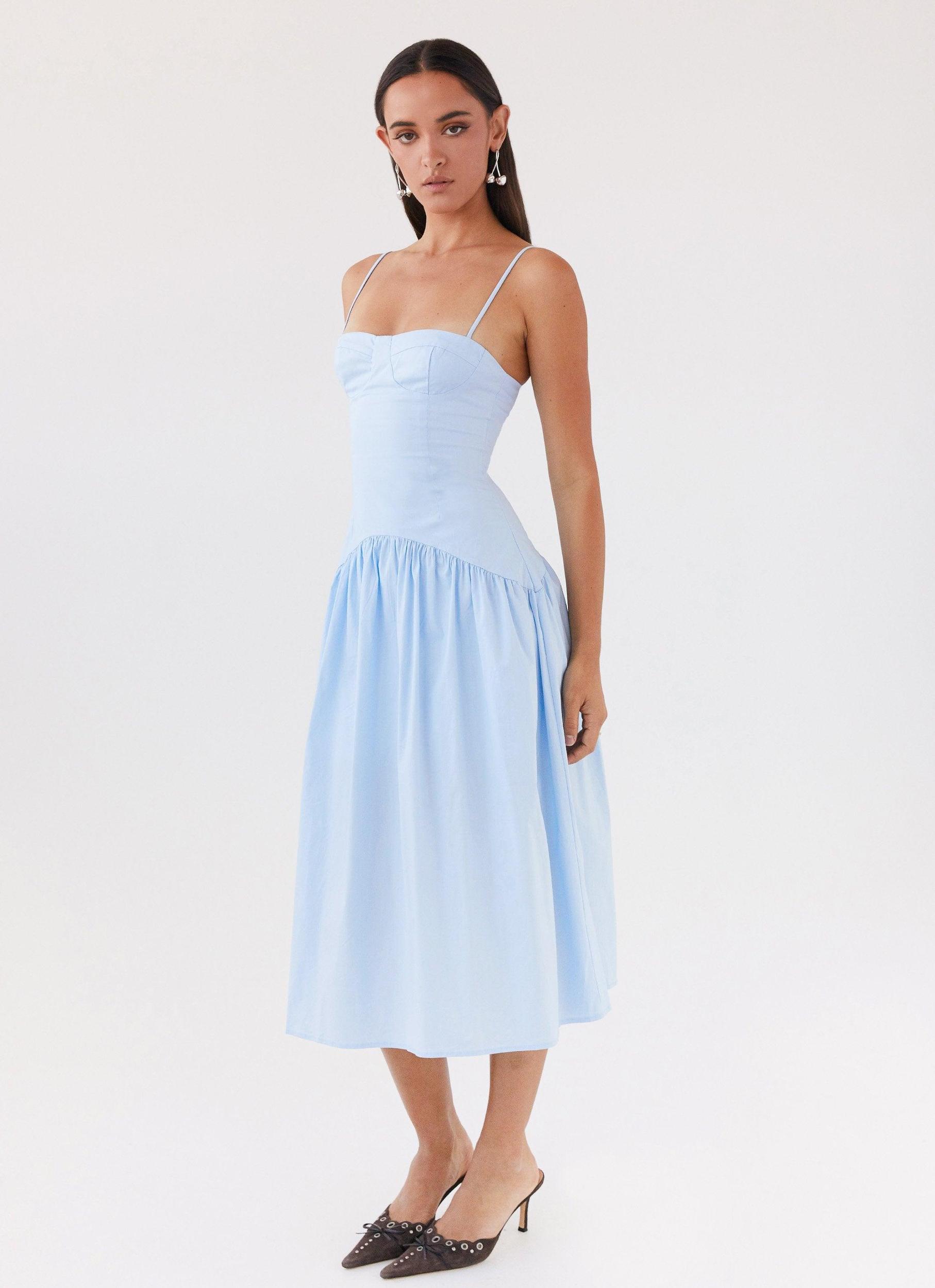 Yvette Corset Midi Dress - Blue Product Image
