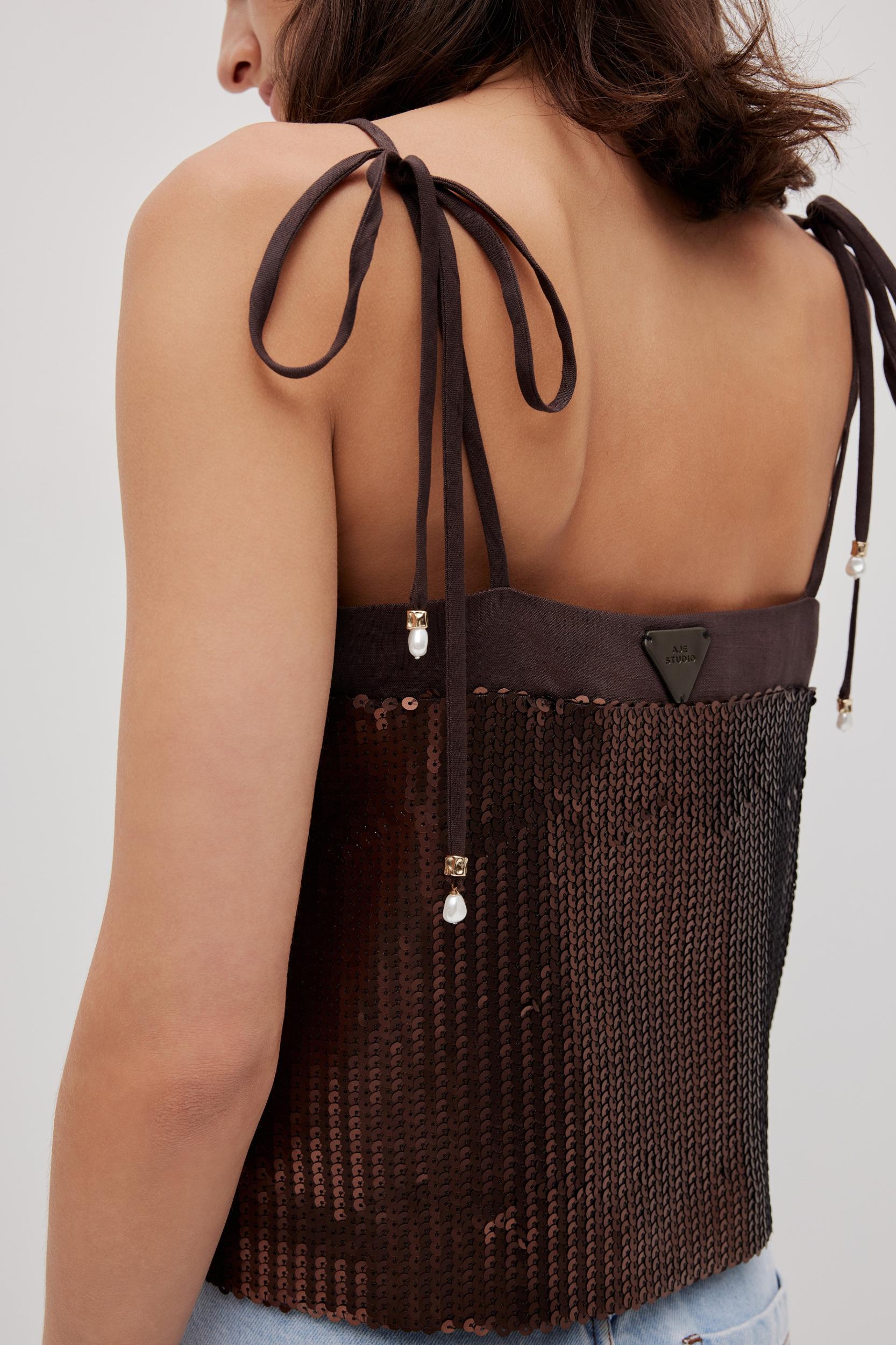 Saylor Sequin Top-CHOCOLATE / 4 Product Image