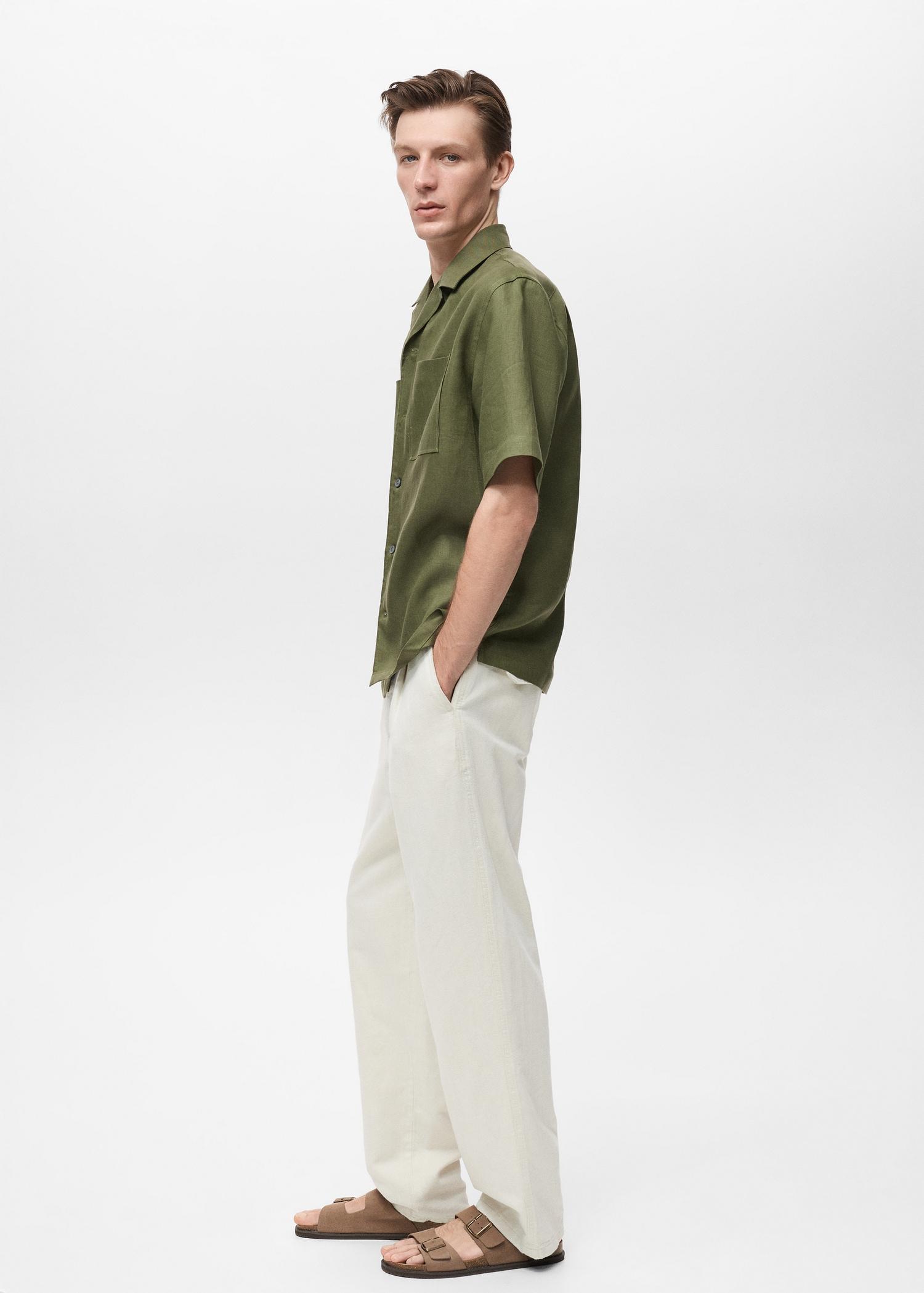 100% linen bowling-collar shirt - Men | MANGO USA Product Image