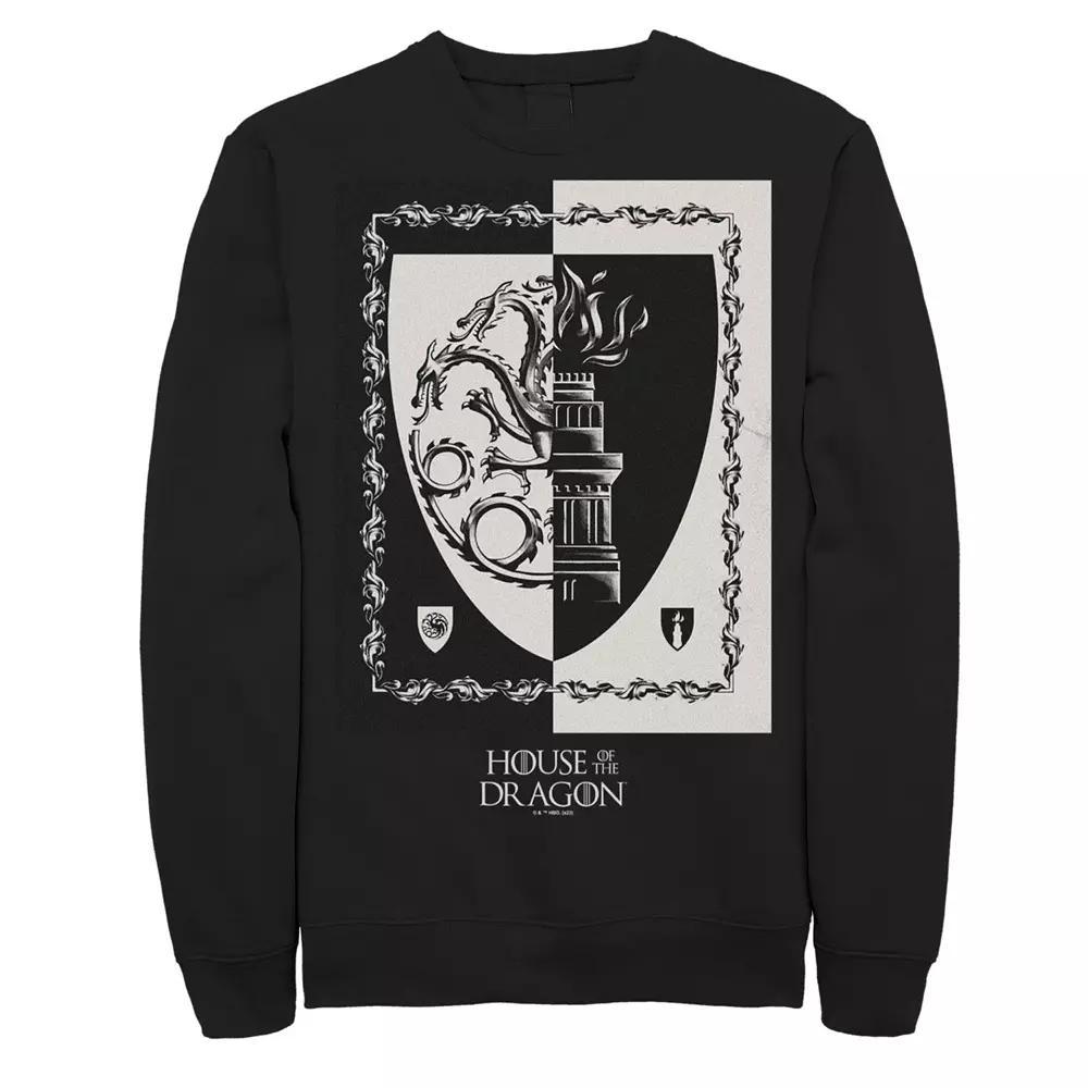 Men's House Of The Dragon Black & White Shield Fleece Sweatshirt,  Product Image