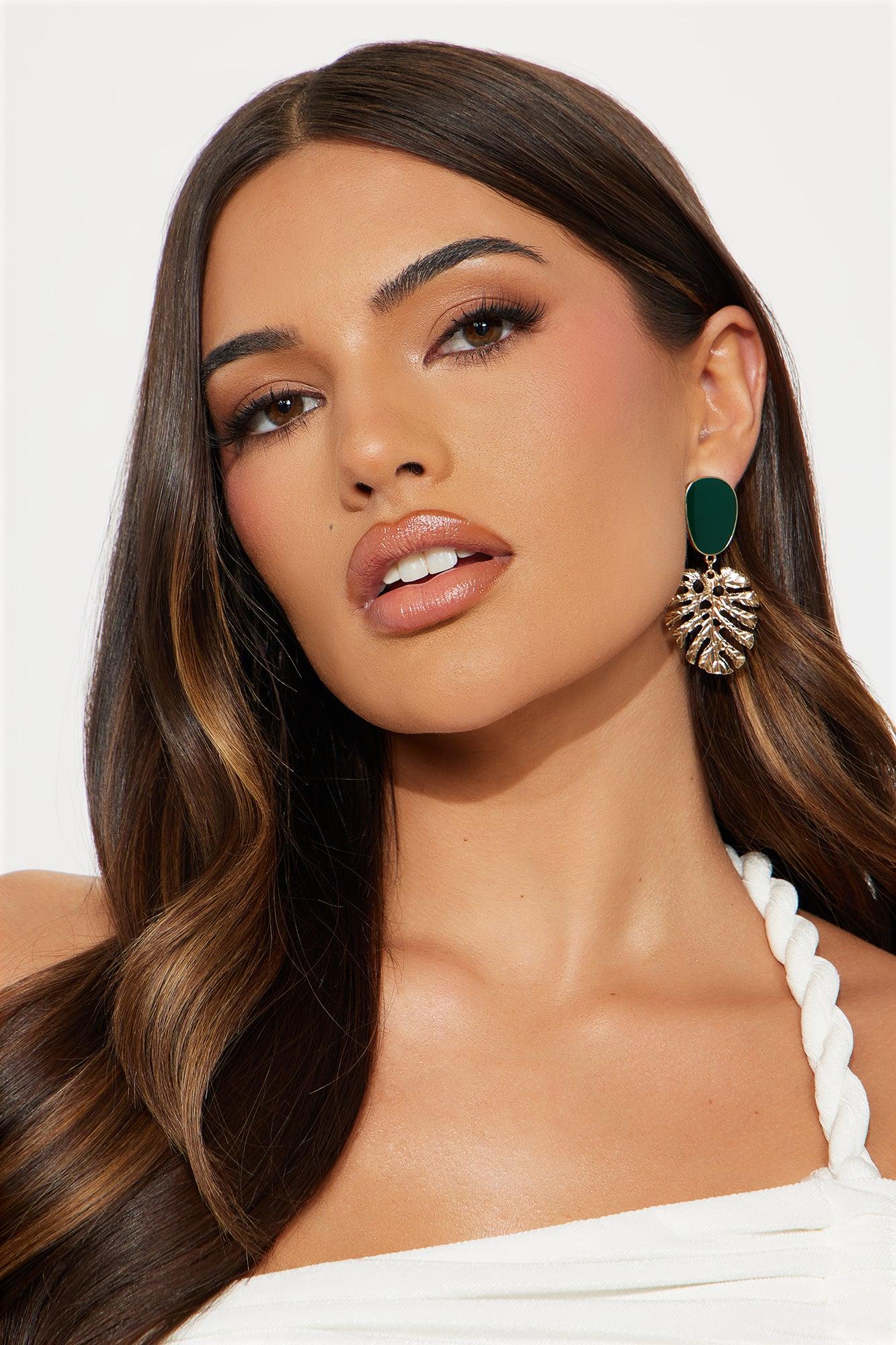 Leaf Babe Drop Earrings - Green/combo Female Product Image