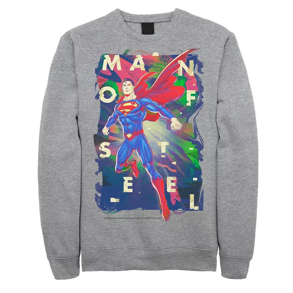 Men's DC Comics Superman Man Of Steel Bold Glitch Poster Sweatshirt,  Product Image
