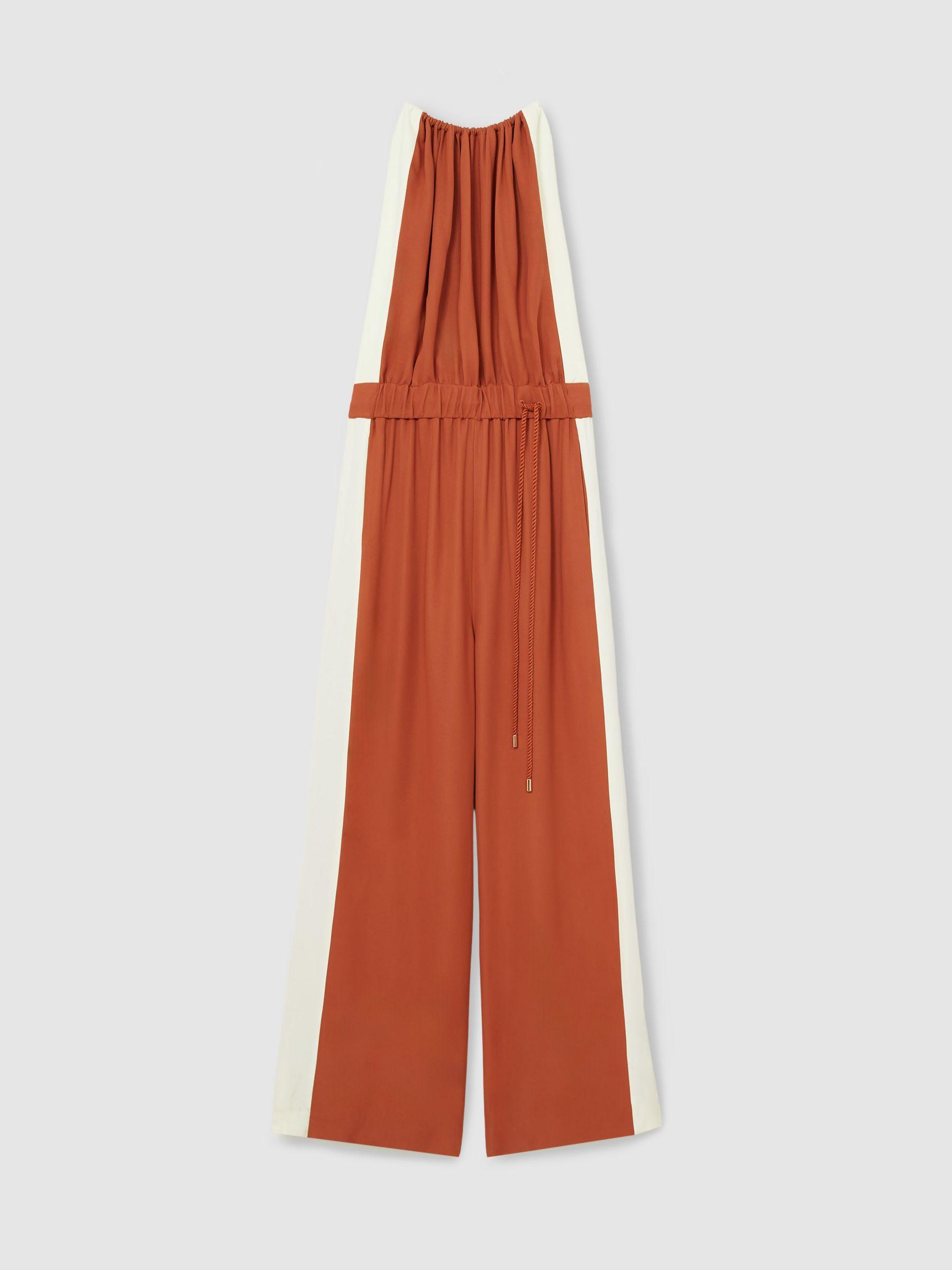 Colour-Block Rope-Cord Jumpsuit in Orange Product Image