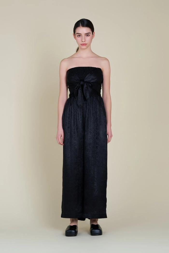 Tie Front Shine Strapless Jumpsuit Product Image