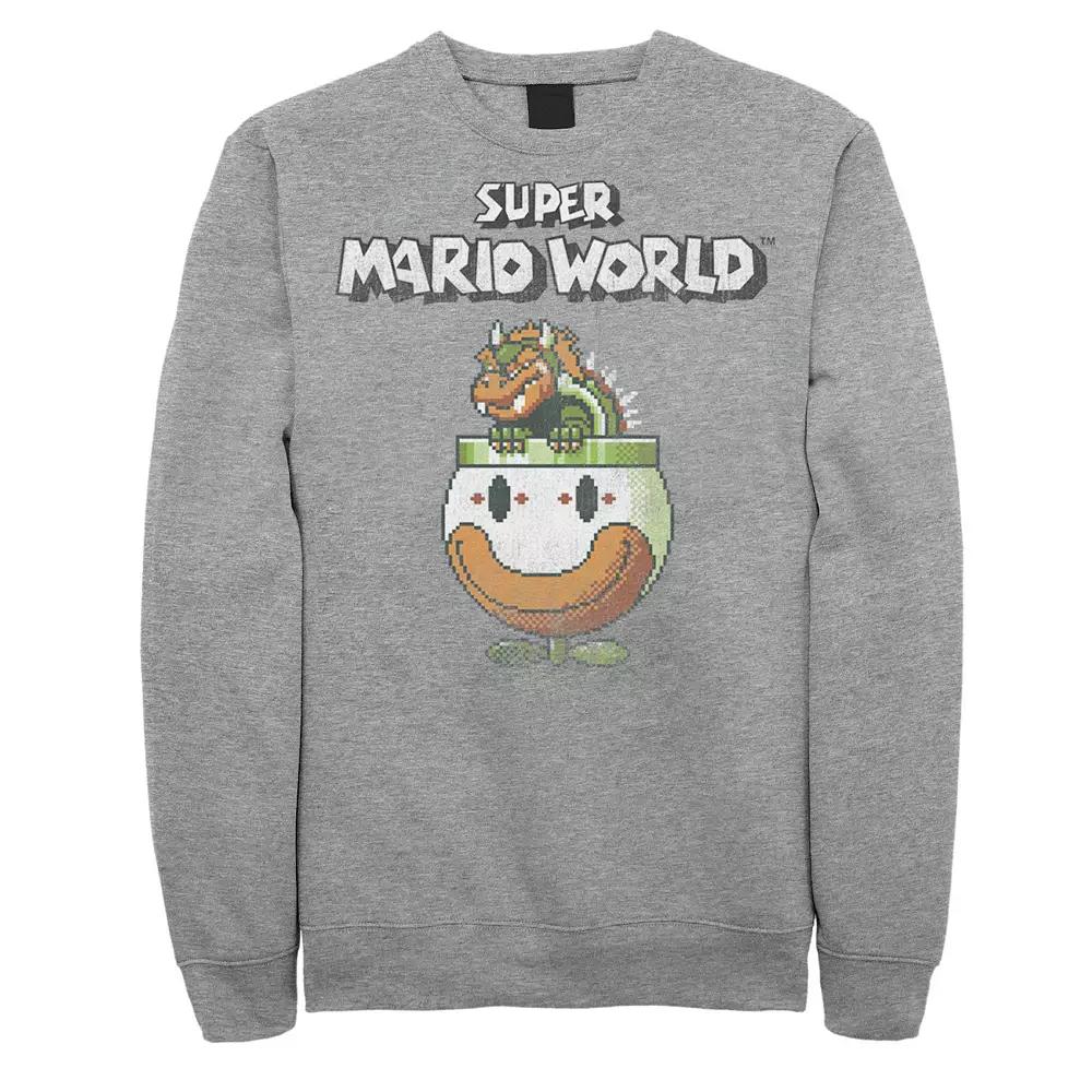 Big & Tall Nintendo Super Mario World Bowser Is King Fleece Sweatshirt, Men's, Size: 5XL, Athletic Grey Product Image