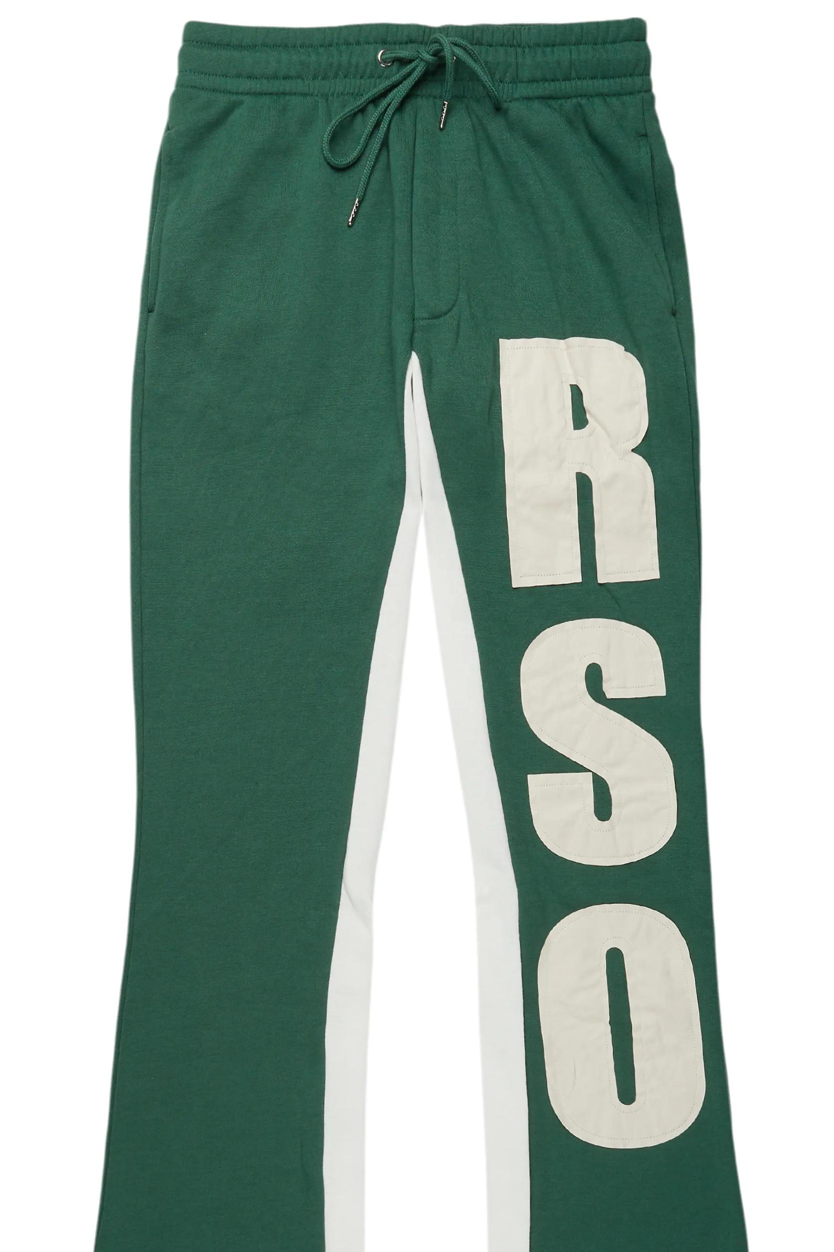 Uko Green Stacked Baggy Track Pant Male Product Image
