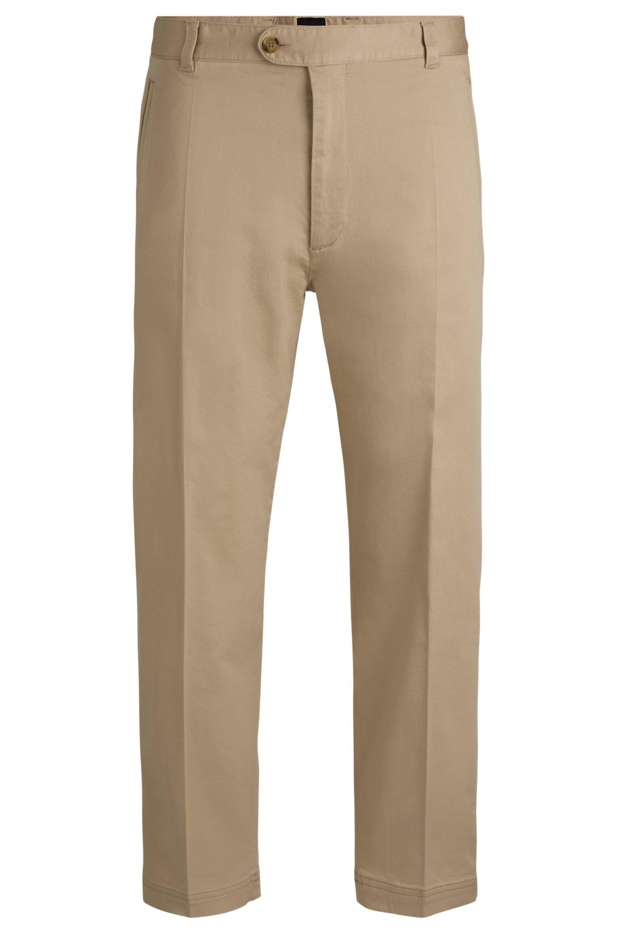 BOSS - Straight-fit trousers in stretch-cotton dobby - Light Beige Product Image