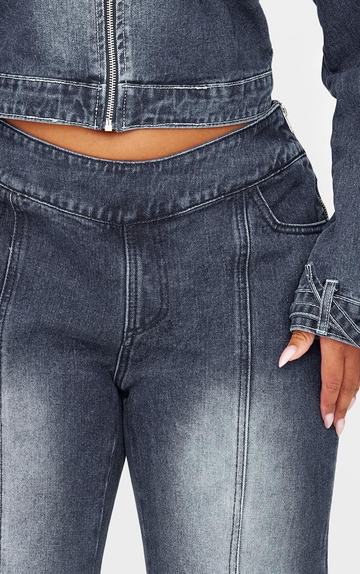 Plus Dark Indigo White Bleached Front Flared Jeans Product Image