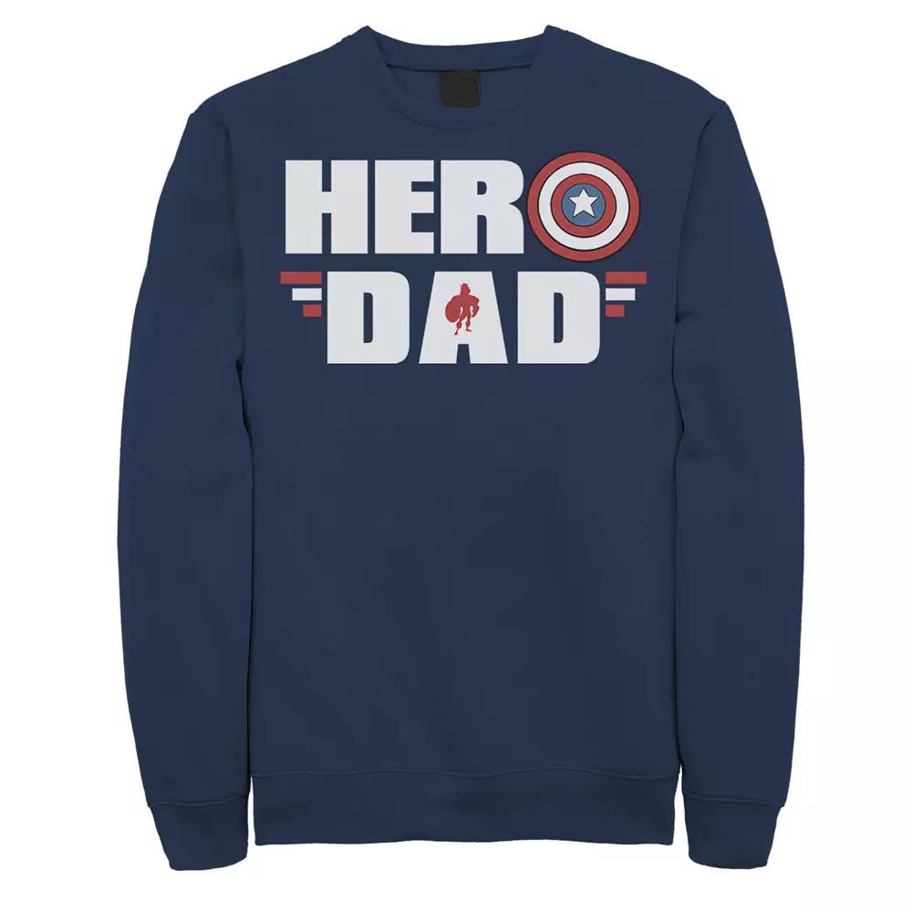 Men's Marvel Father's Day Captain America Shield Hero Dad Logo Sweatshirt, Size: Small, Blue Product Image