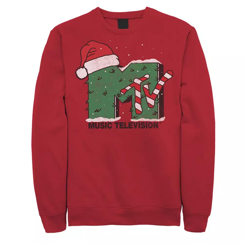 Men's MTV Logo Christmas Tree Santa Hat Colors Sweatshirt,  Product Image