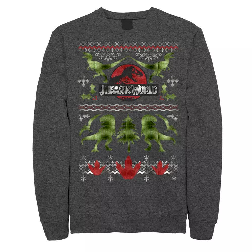 Men's Jurassic World Dinosaur Xmas Ugly Sweater Fleece Pullover,  Product Image