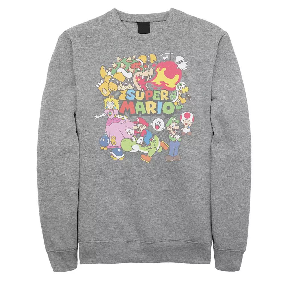 Big & Tall Nintendo Super Mario Characters Collage Fleece Sweatshirt, Men's,  Product Image