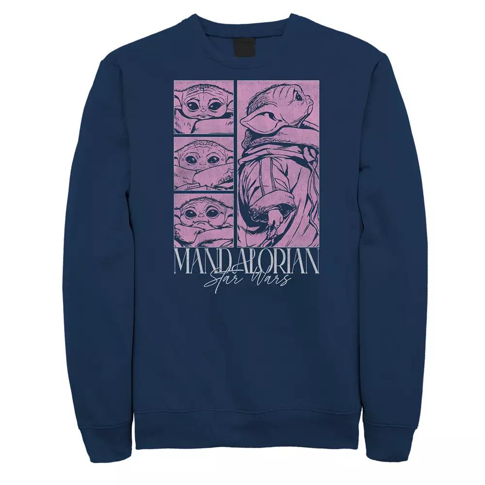 Big & Tall Star Wars The Mandalorian Grogu Pink Panels Fleece Sweatshirt, Men's,  Product Image