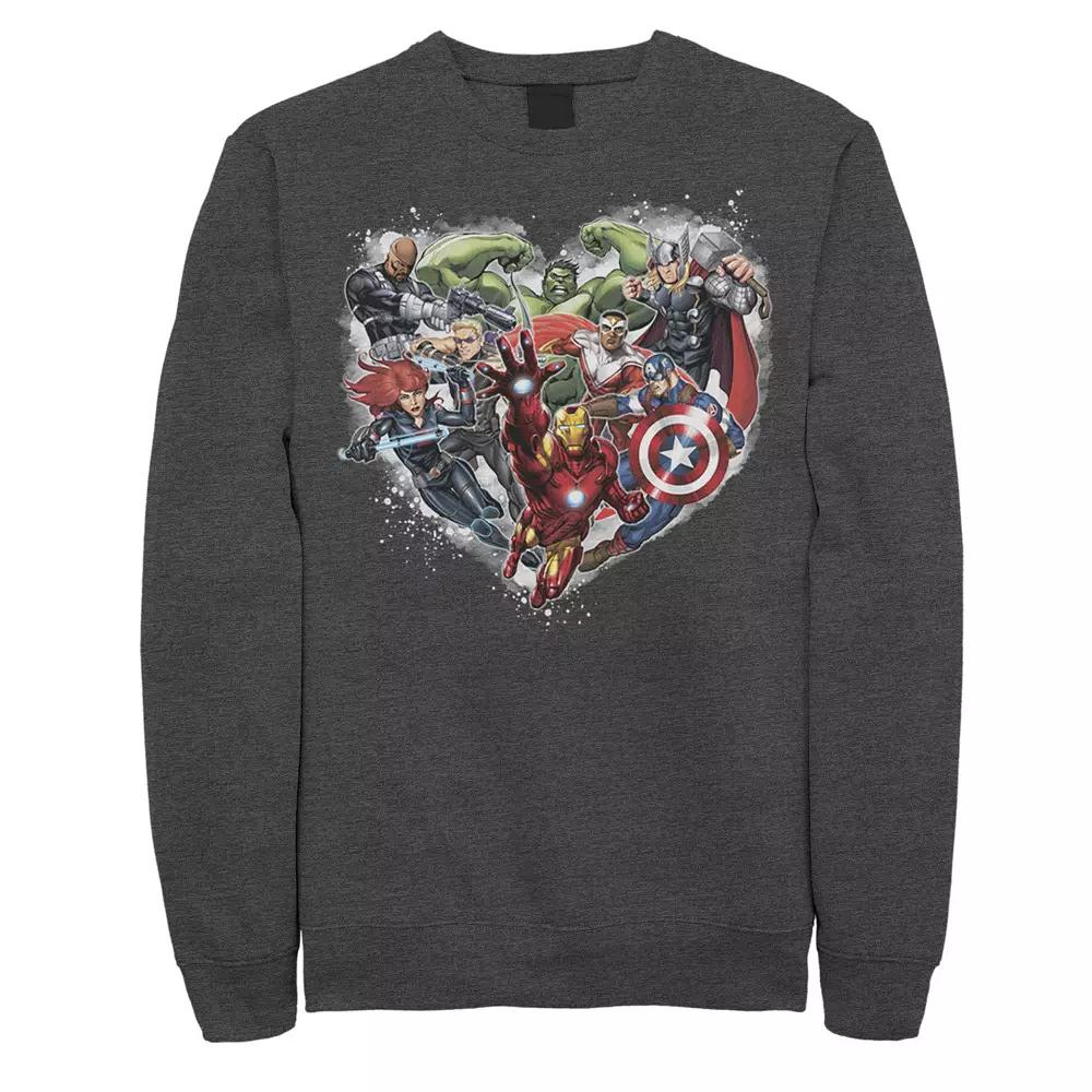 Men's Marvel Avengers Heart Group Shot Valentine Sweatshirt,  Product Image