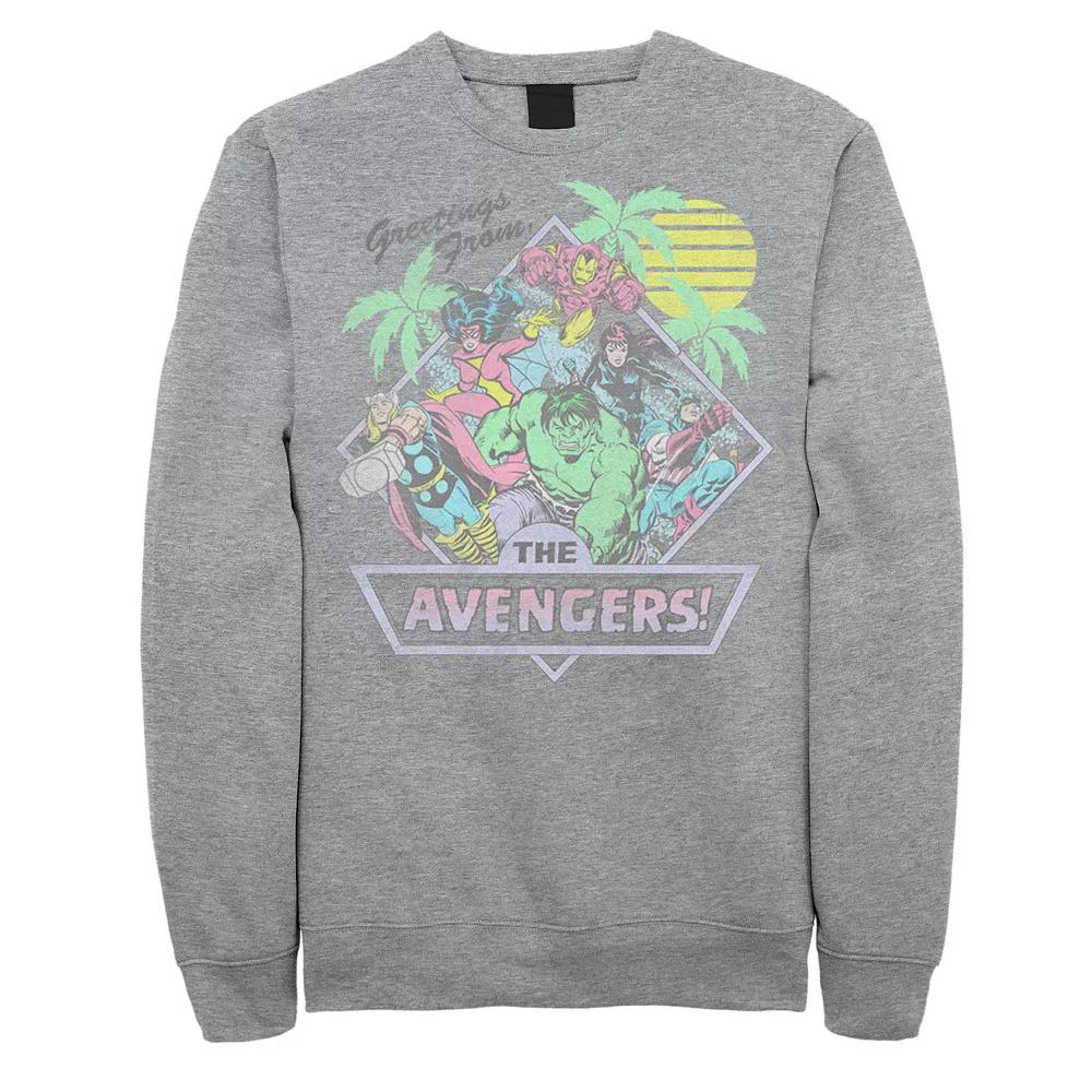 Men's Marvel Avengers Group Shot Greetings Post Card Sweatshirt,  Product Image