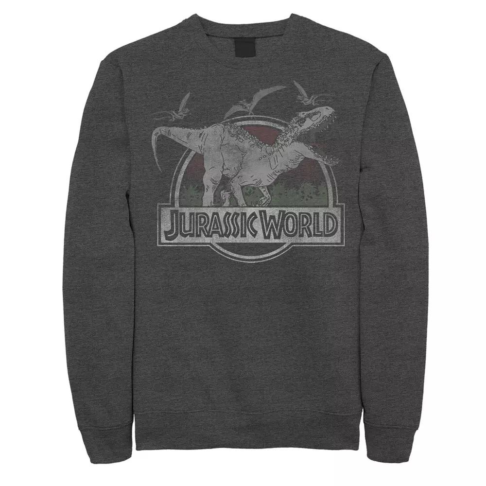 Men's Jurassic Park Neon Sign Fossil Logo Fleece Pullover,  Product Image