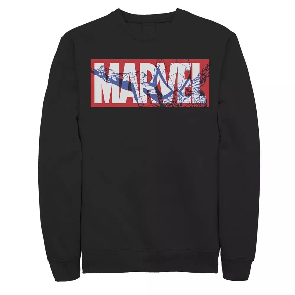 Men's Marvel Classic Logo Spider-Man Fill Sweatshirt, Size: Medium, Black Product Image