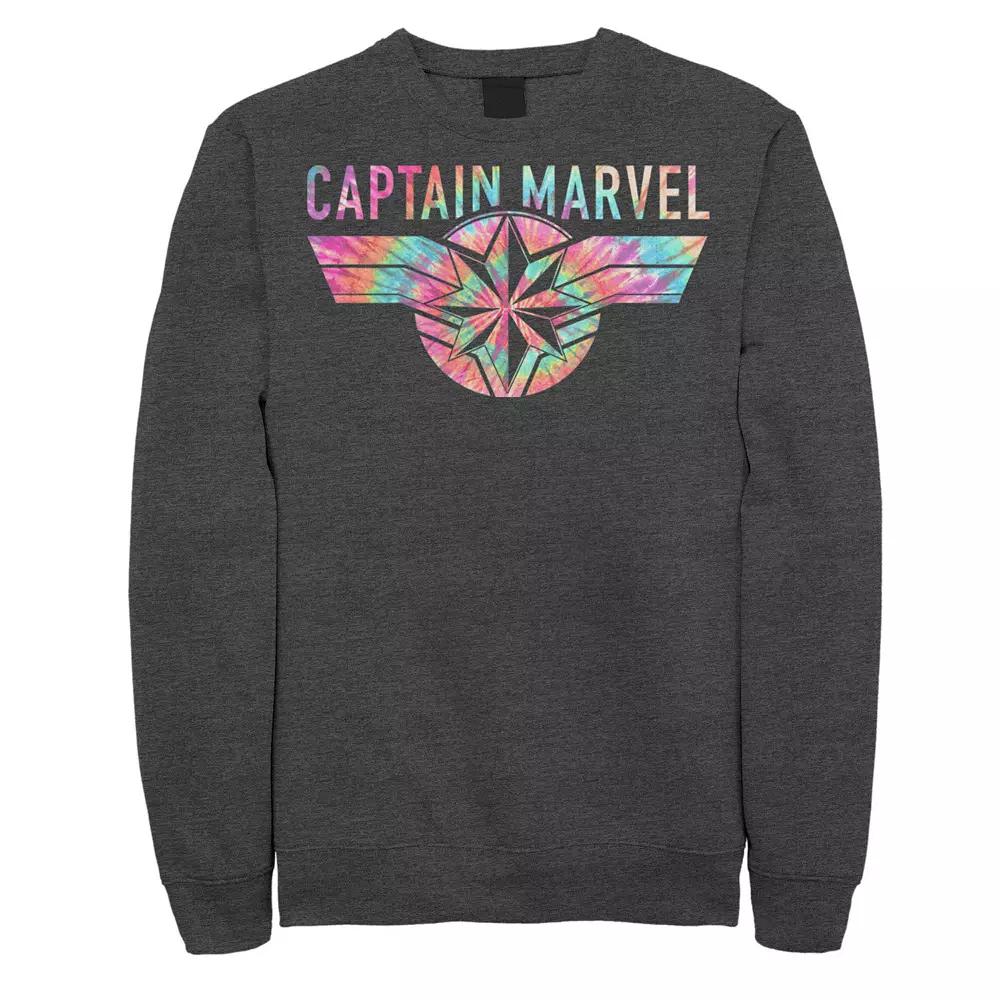 Men's Marvel Captain Marvel Tie Dye Logo Fill Sweatshirt,  Product Image