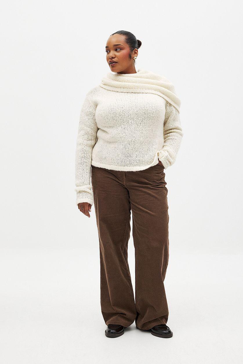 Wool Blend Neck Detail Overlap Sweater Product Image