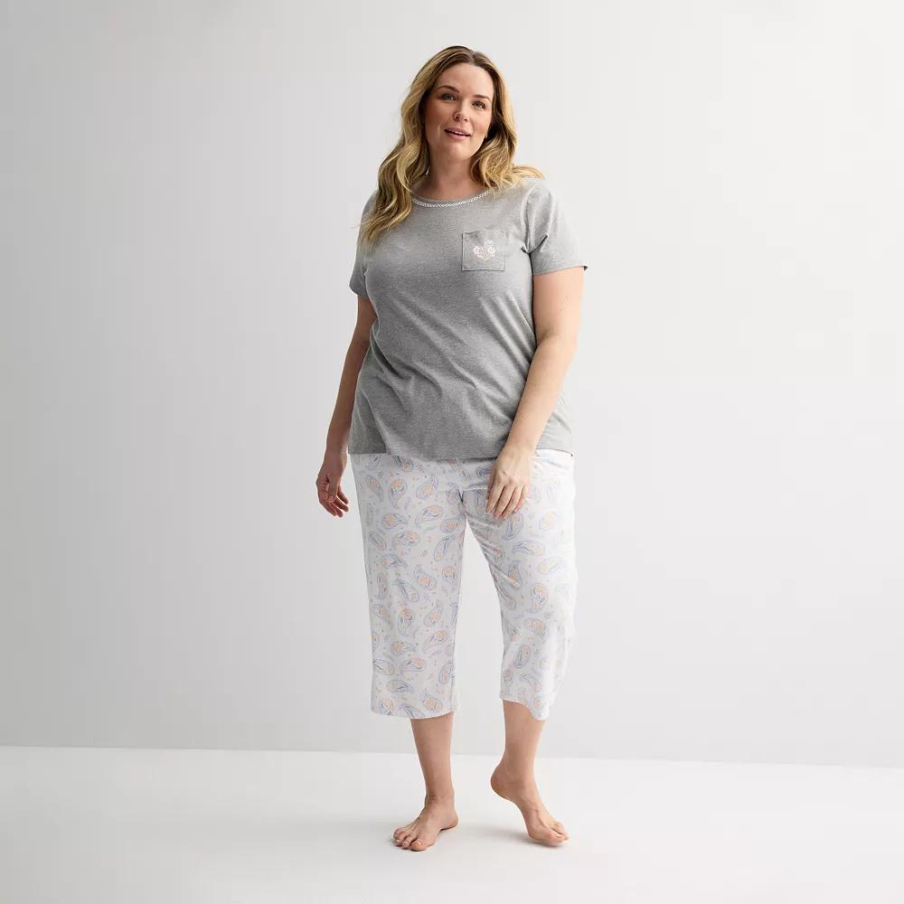 Plus Size Croft & Barrow® Mom's Day Pocket Sleep Set, Women's, Size: 4XL, Soft Paisley Product Image