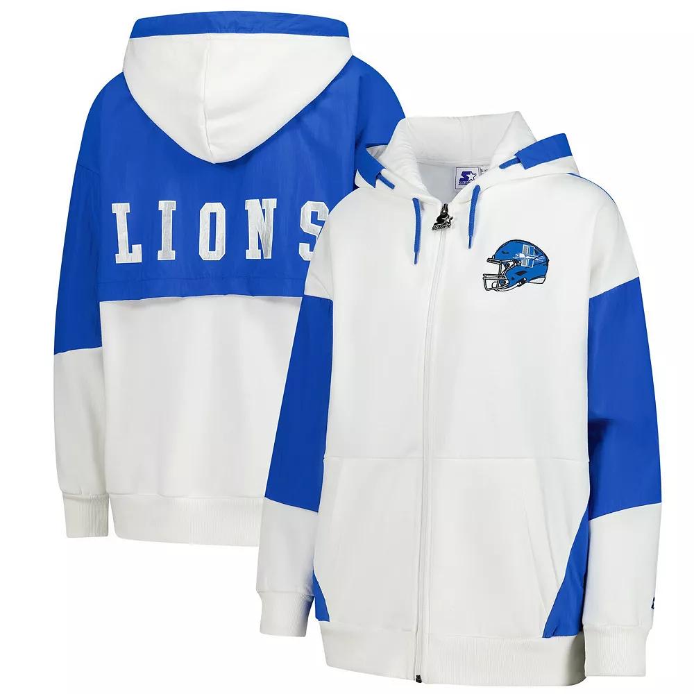Women's Starter White Detroit Lions Scrimmage Full-Zip Hoodie, Size: Large Product Image