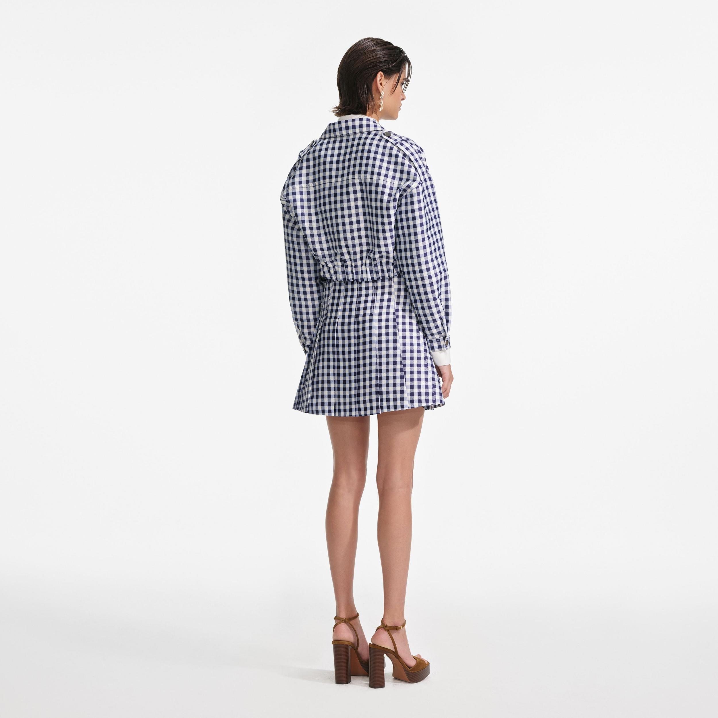 Navy Gingham Taffeta Jacket Product Image