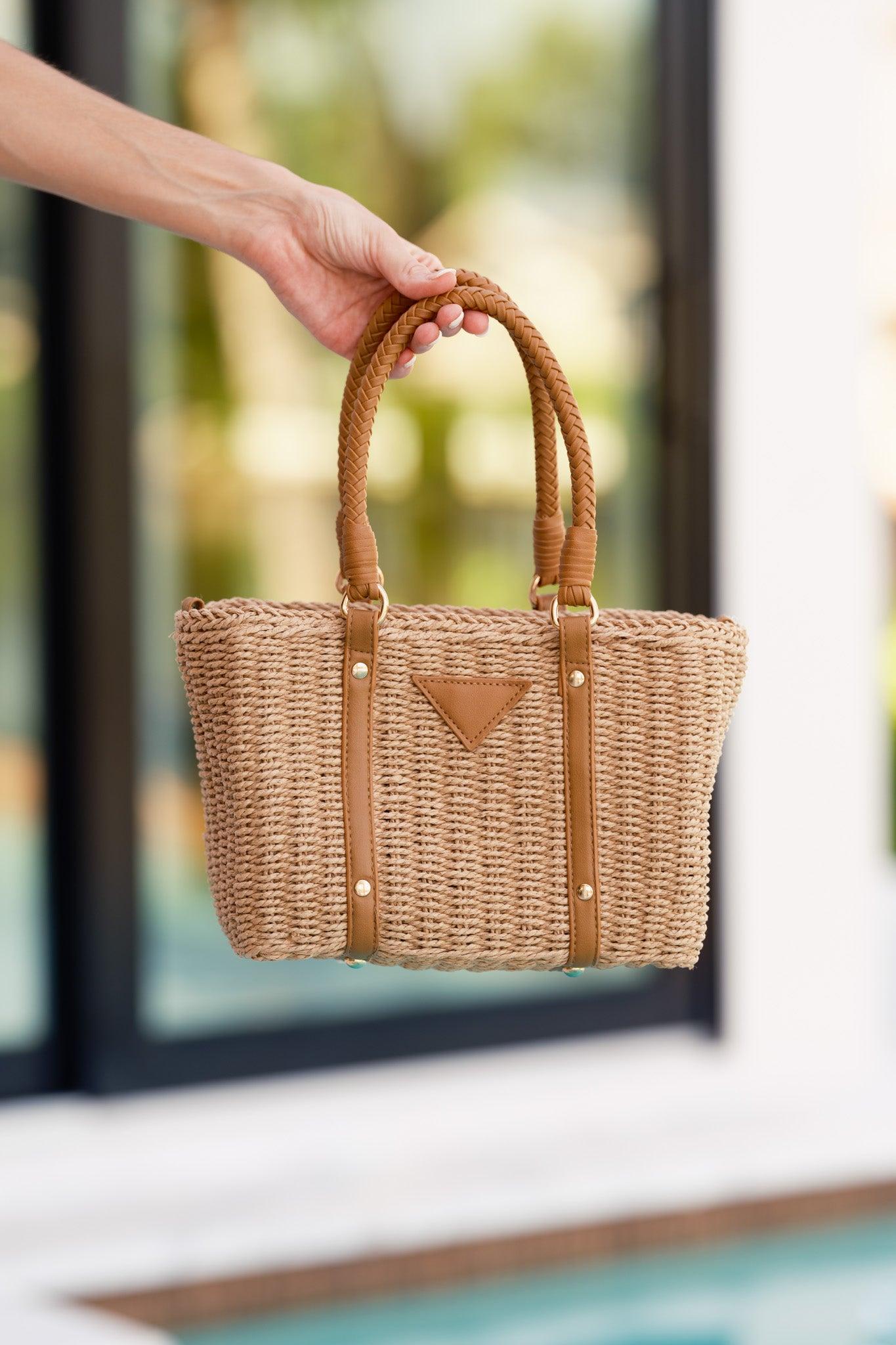 Savor The Slow Days Tan Rattan Woven Handbag Product Image