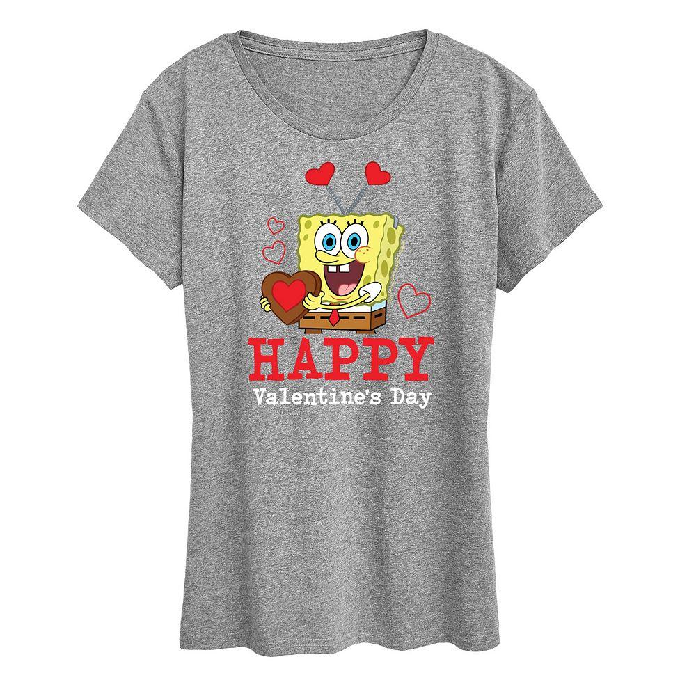 Women's Spongebob Squarepants Happy Valentine's Day Graphic Tee,  Product Image