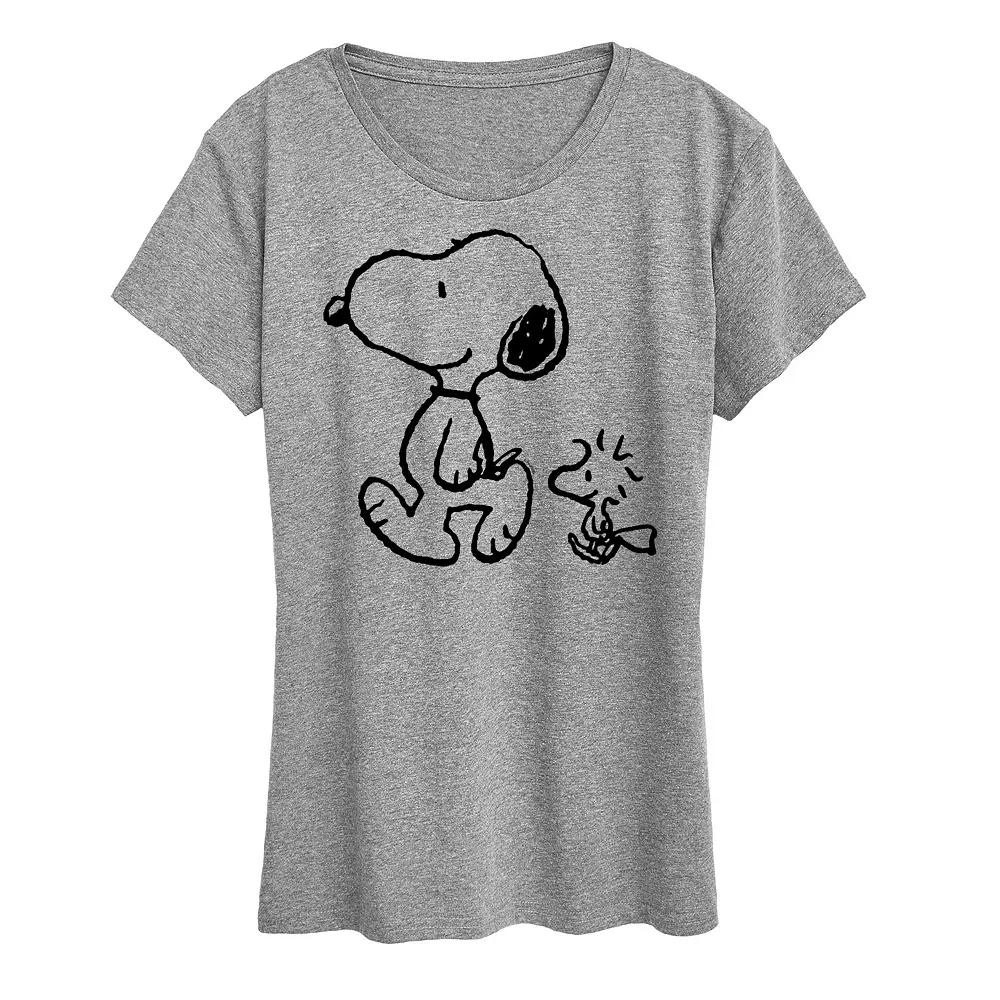 Women's Peanuts Snoopy & Woodstock Walk Graphic Tee,  Product Image