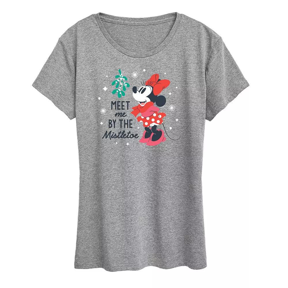 Disney's Minnie Mouse Women's Minnie By The Mistletoe Graphic Tee, Girl's,  Product Image