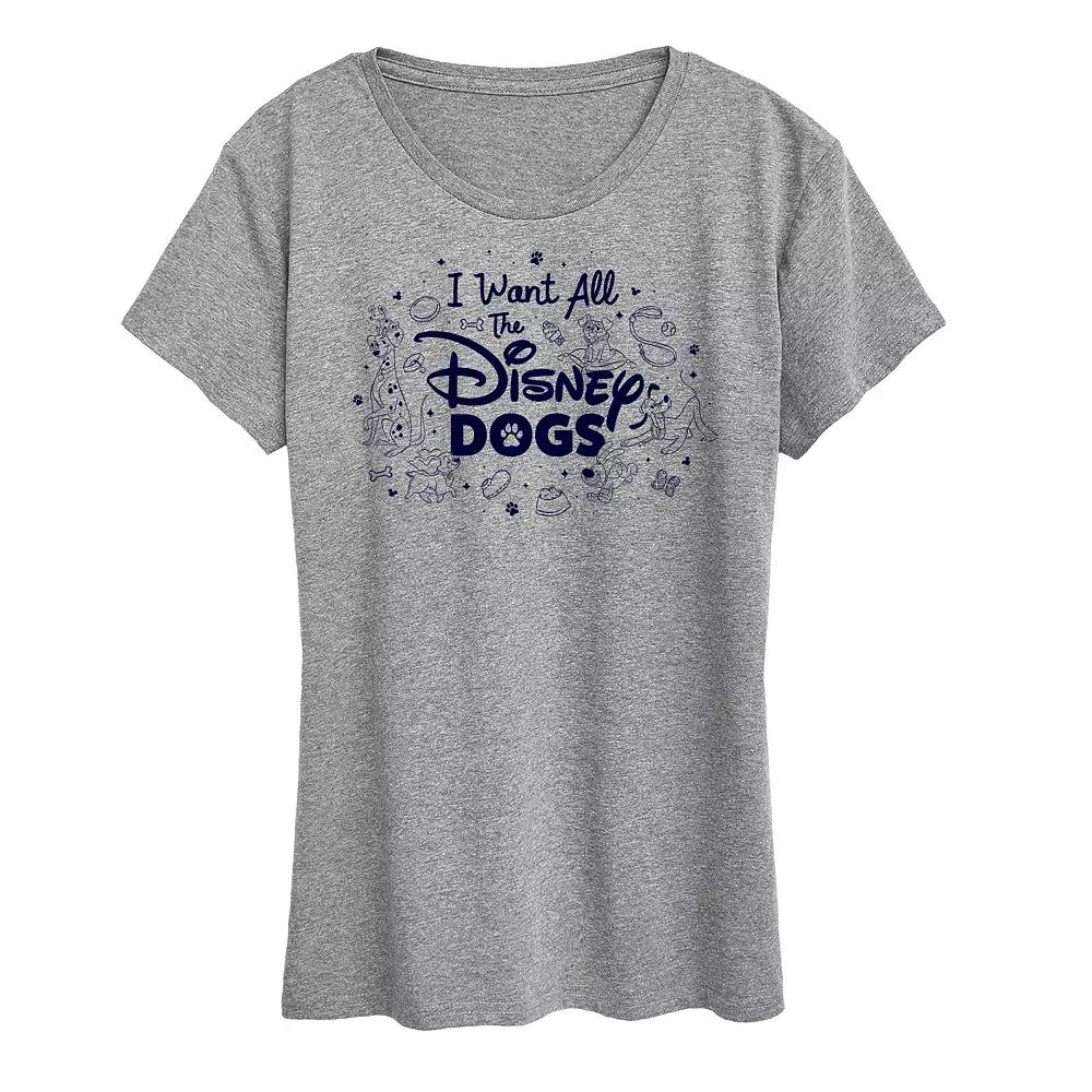 Disney Dogs Women's I Want All The Dogs Graphic Tee, Girl's,  Product Image