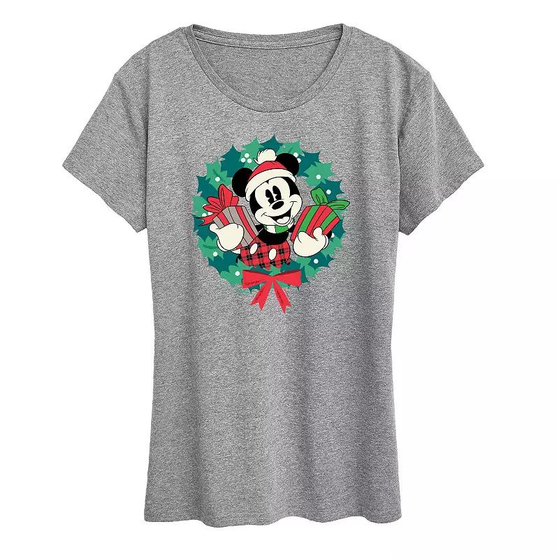 Disney's Mickey Mouse Women's Holiday Wreath Graphic Tee, Girl's,  Product Image