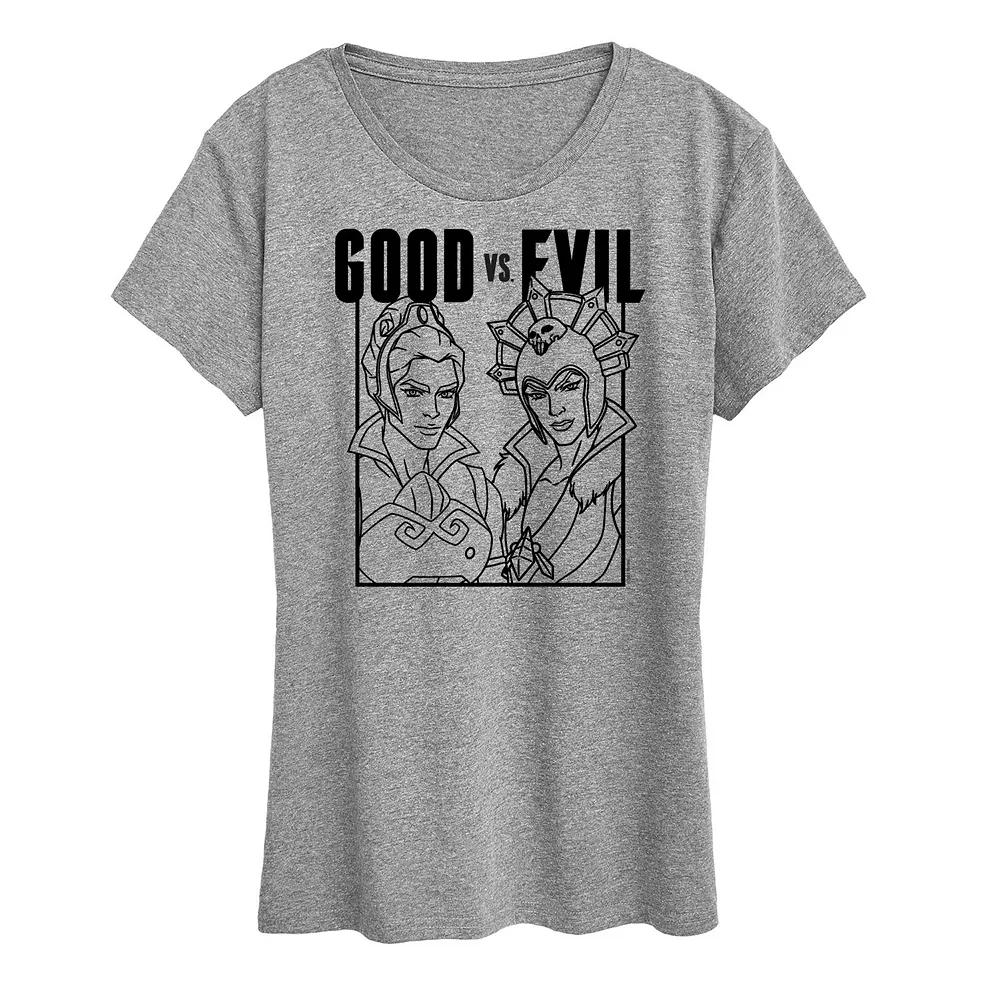 Womens Masters of the Universe Good Evil Graphic Tee Grey Gray Product Image