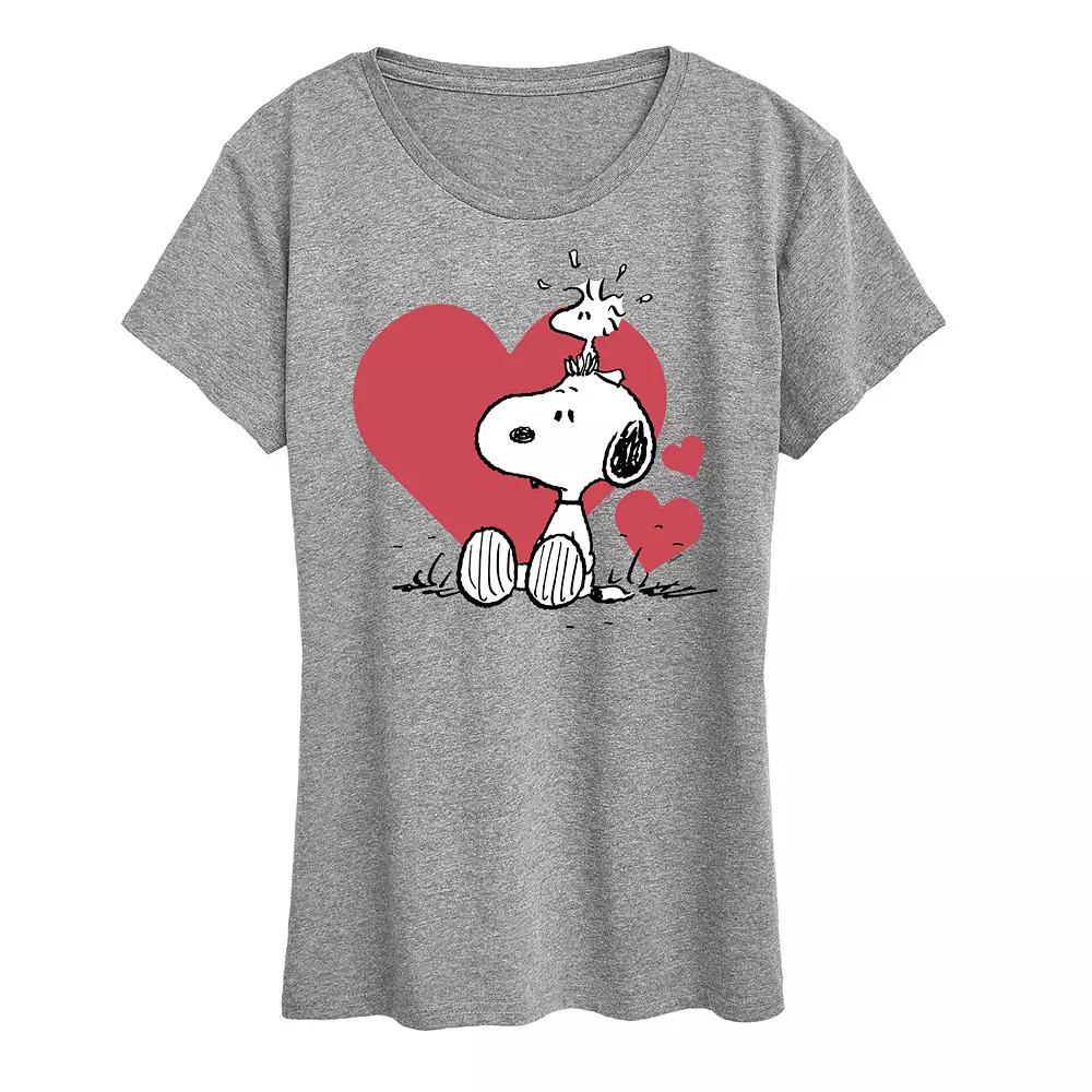 Women's Peanuts Snoopy & Woodstock Hearts Graphic Tee,  Product Image