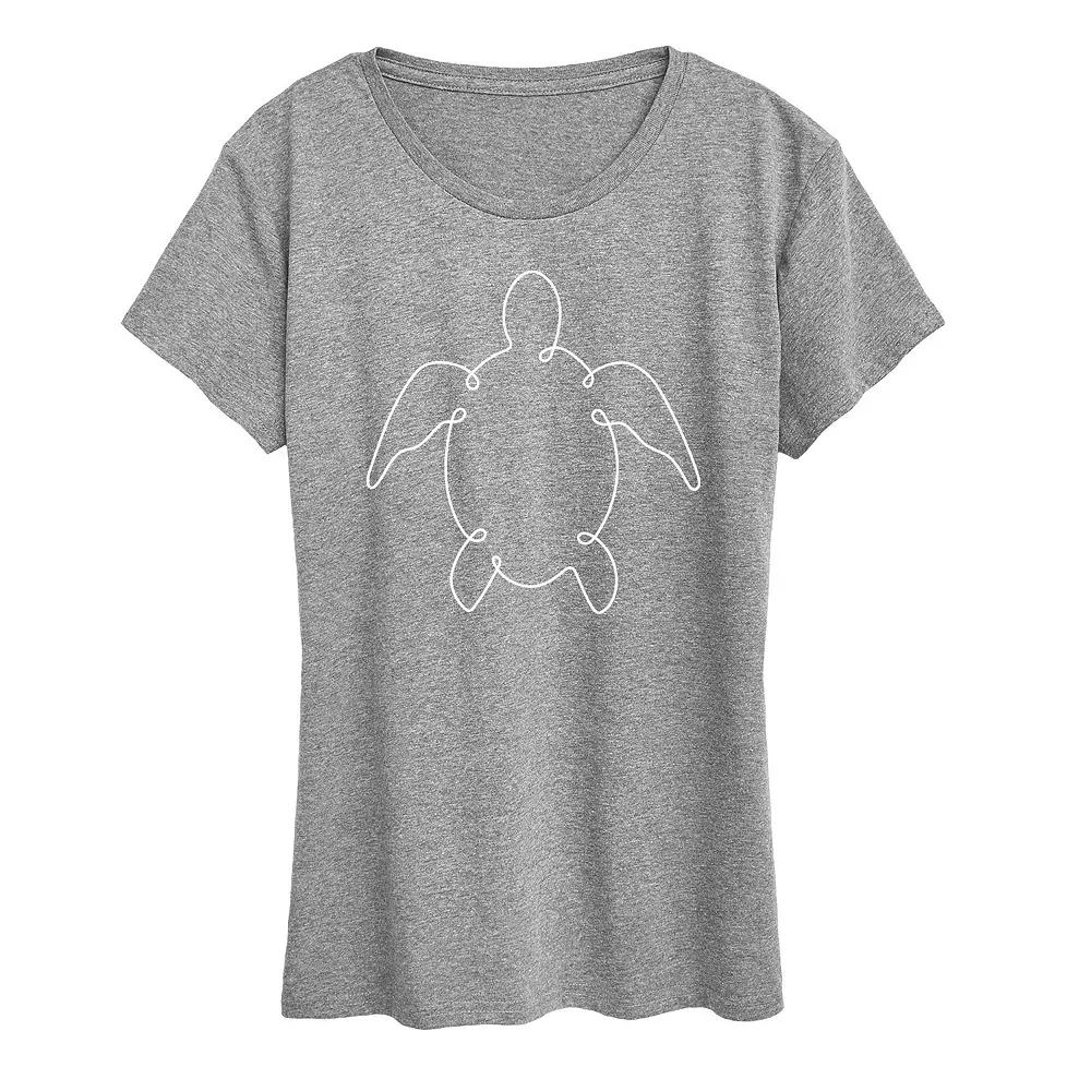 Women's Line Drawing Sea Turtle Graphic Tee,  Product Image