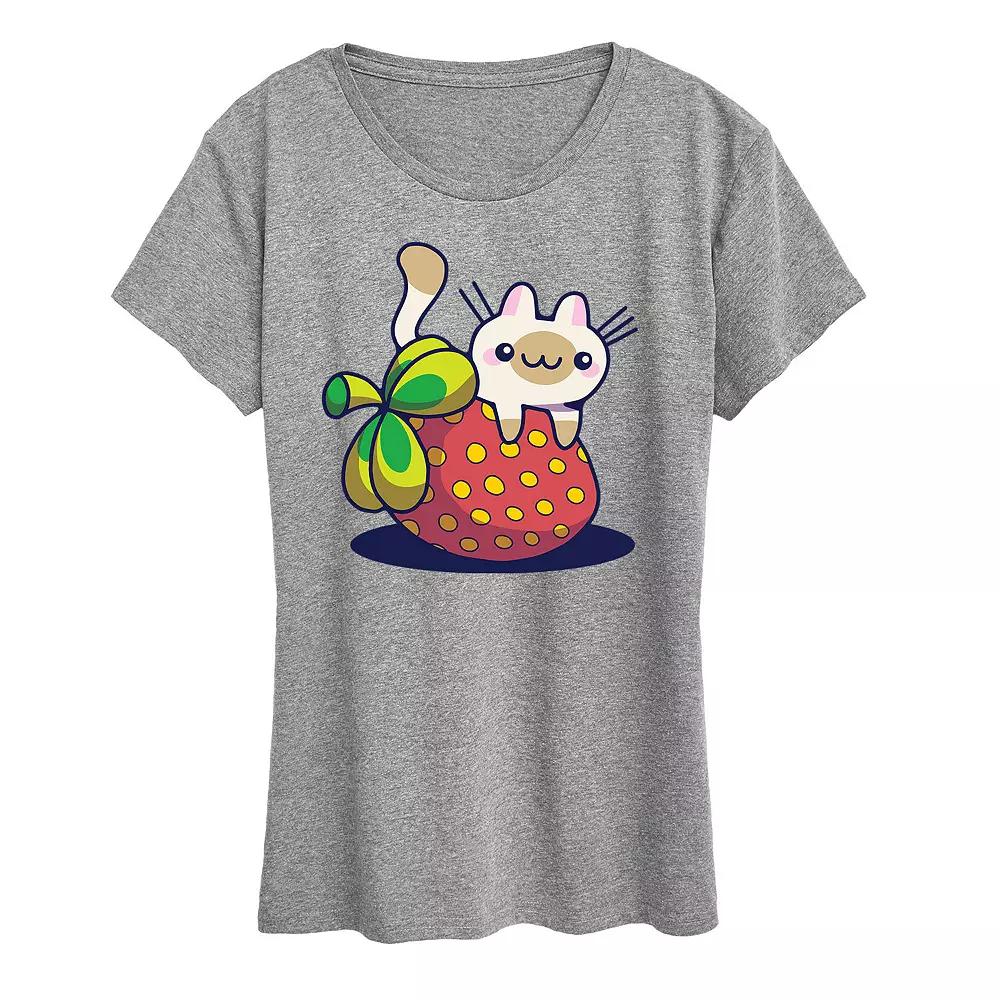Women's Cat On Strawberry Graphic Tee, Girl's,  Product Image