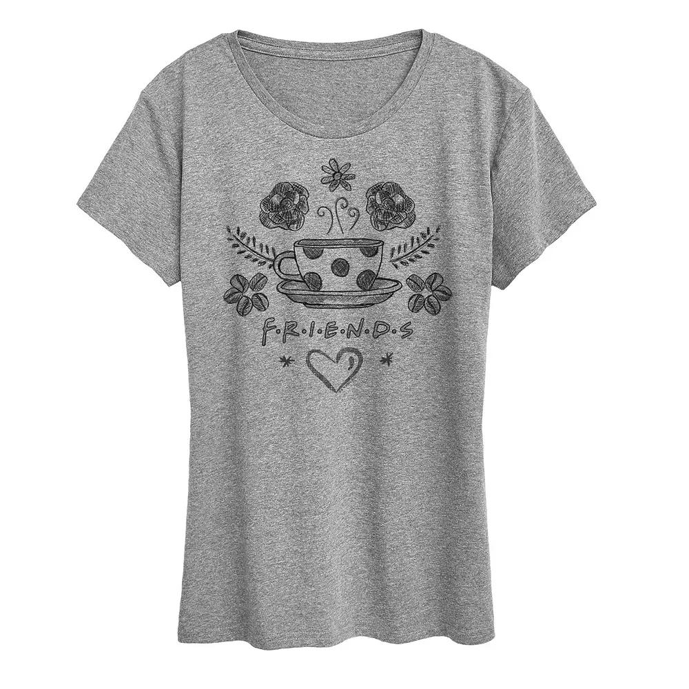 Women's Friends Floral Coffee Logo Graphic Tee, Girl's,  Product Image
