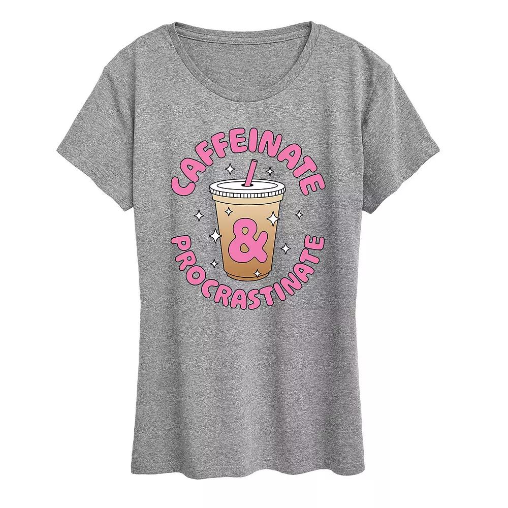 Women's Caffeinate And Procrastinate Graphic Tee, Girl's,  Product Image