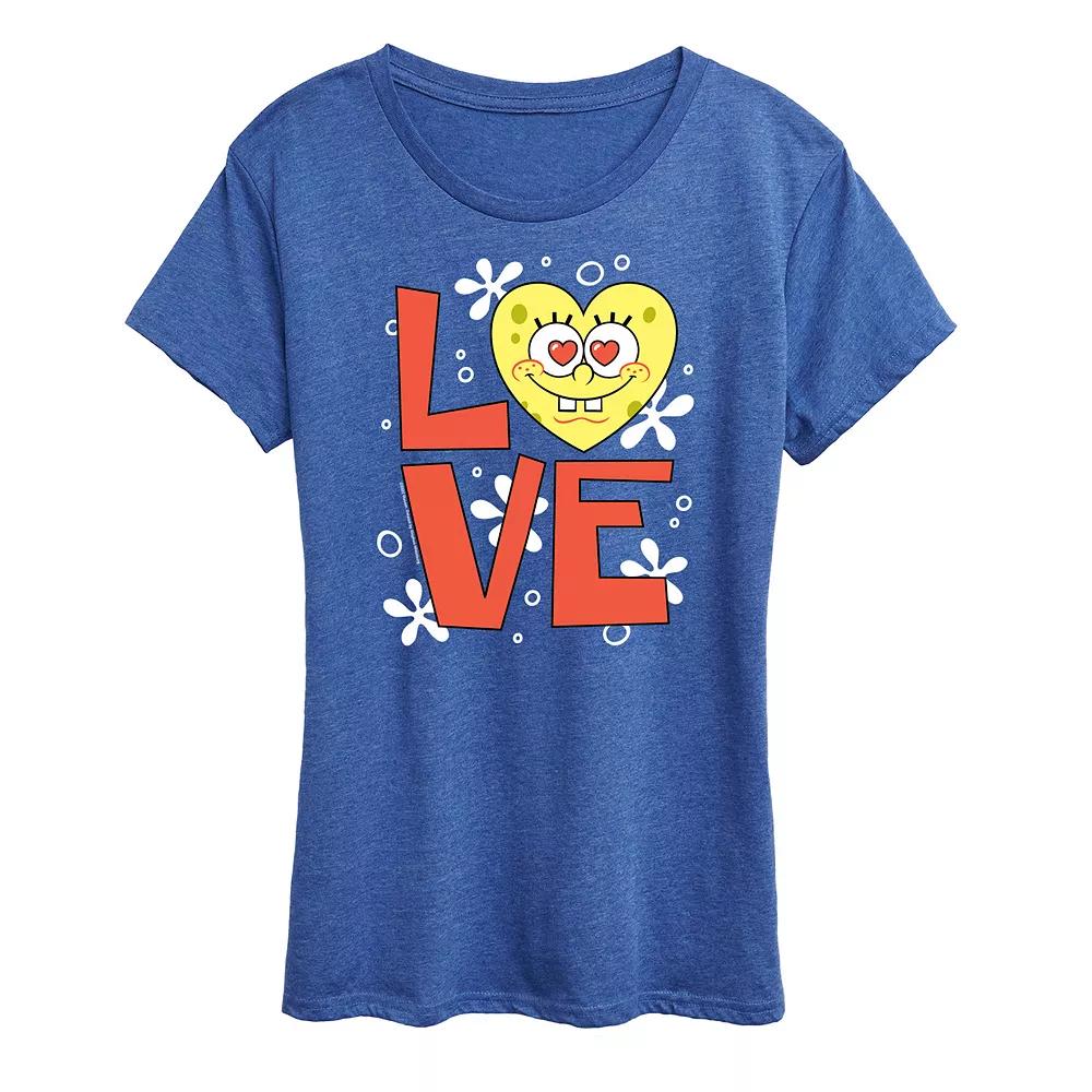 Women's Spongebob Squarepants Love Heart Graphic Tee,  Product Image