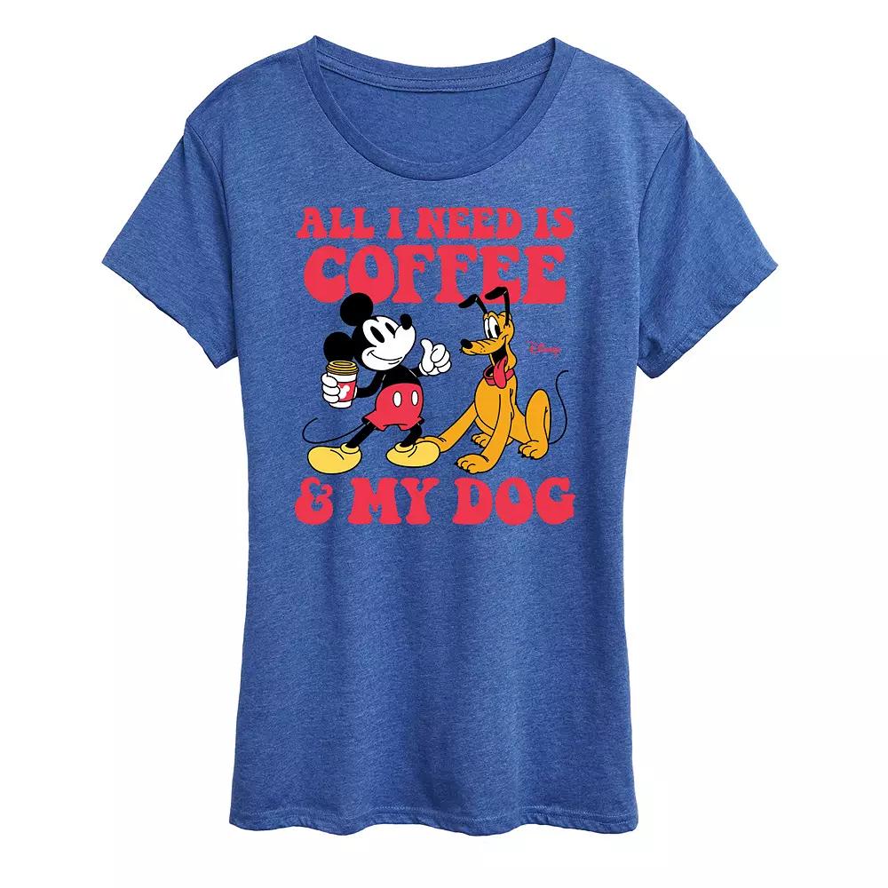 Disney's Mickey Mouse & Pluto Women's Coffee And My Dog Graphic Tee,  Product Image