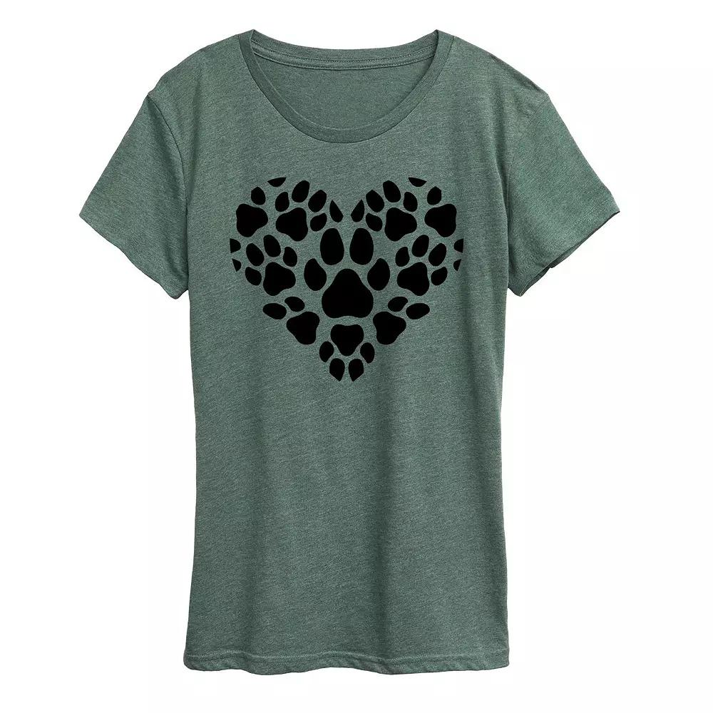 Women's Pawprint Heart Graphic Tee, Girl's,  Product Image