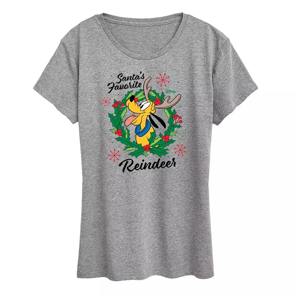 Disney's Pluto Women's "Santa's Favorite Reindeer" Christmas Graphic Tee, Girl's,  Product Image