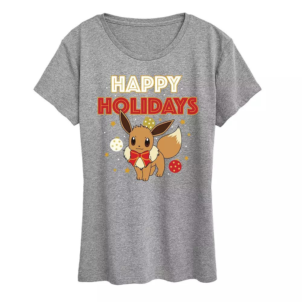 Women's Pokemon Happy Holidays Evee Tee, Girl's,  Product Image