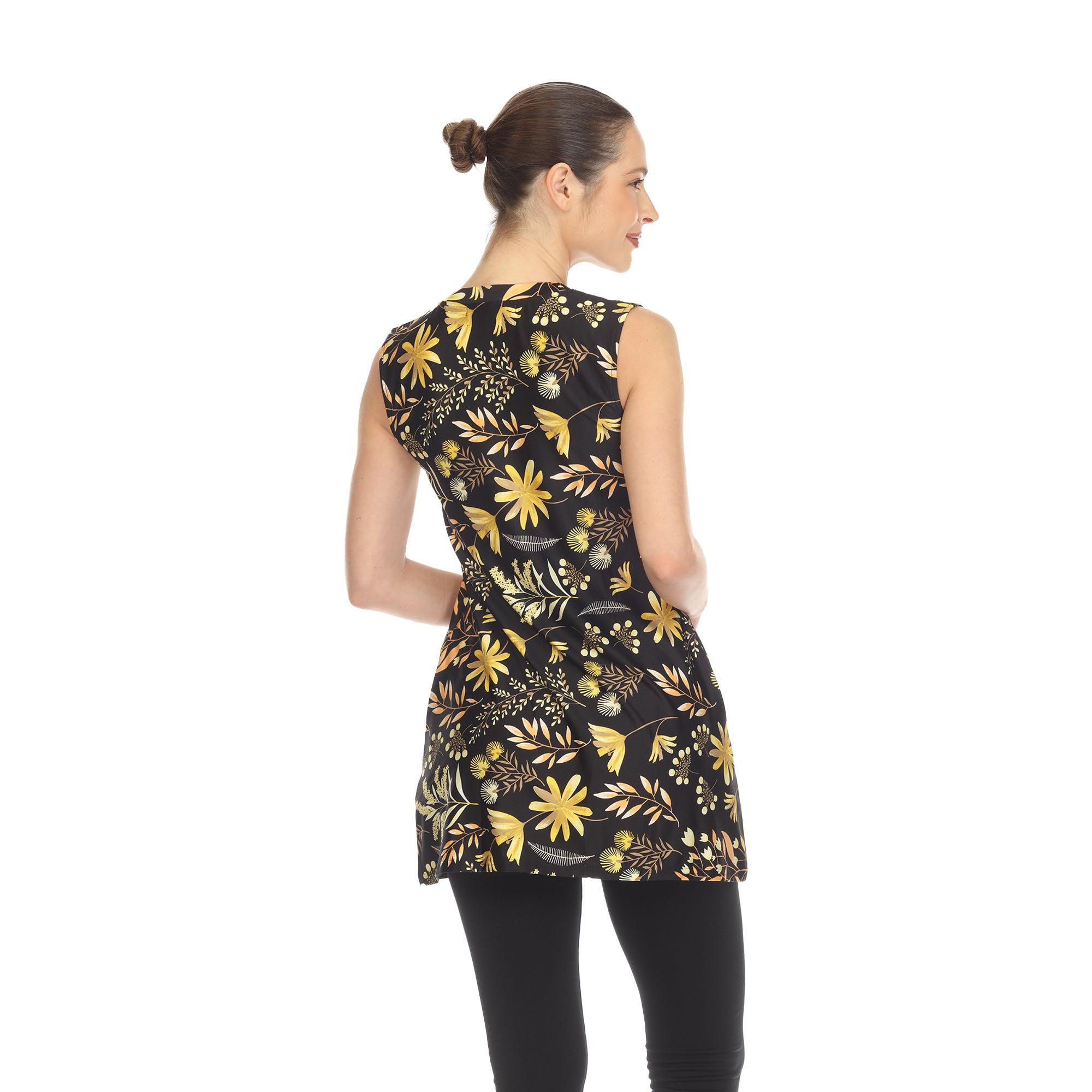 Black Floral Sleeveless Tunic Top Product Image