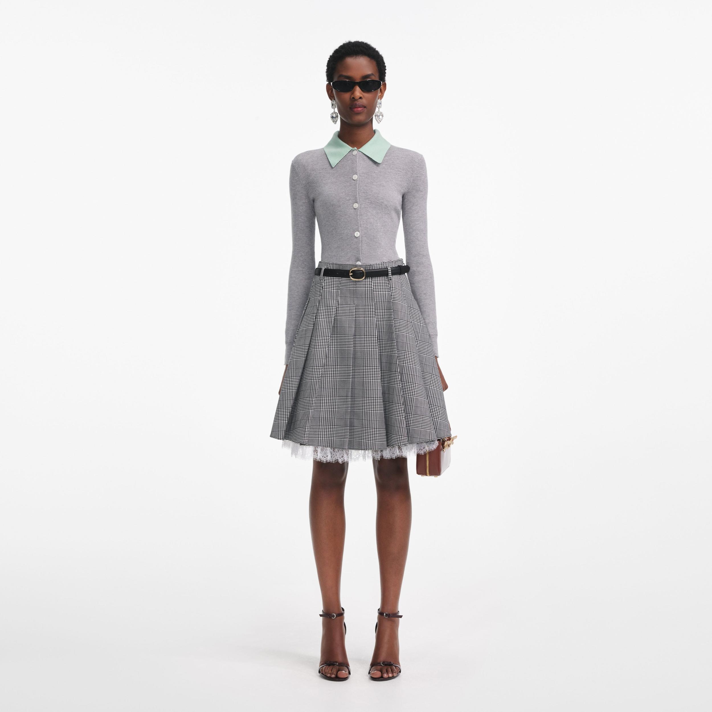 Grey Merino Wool Cardigan Product Image